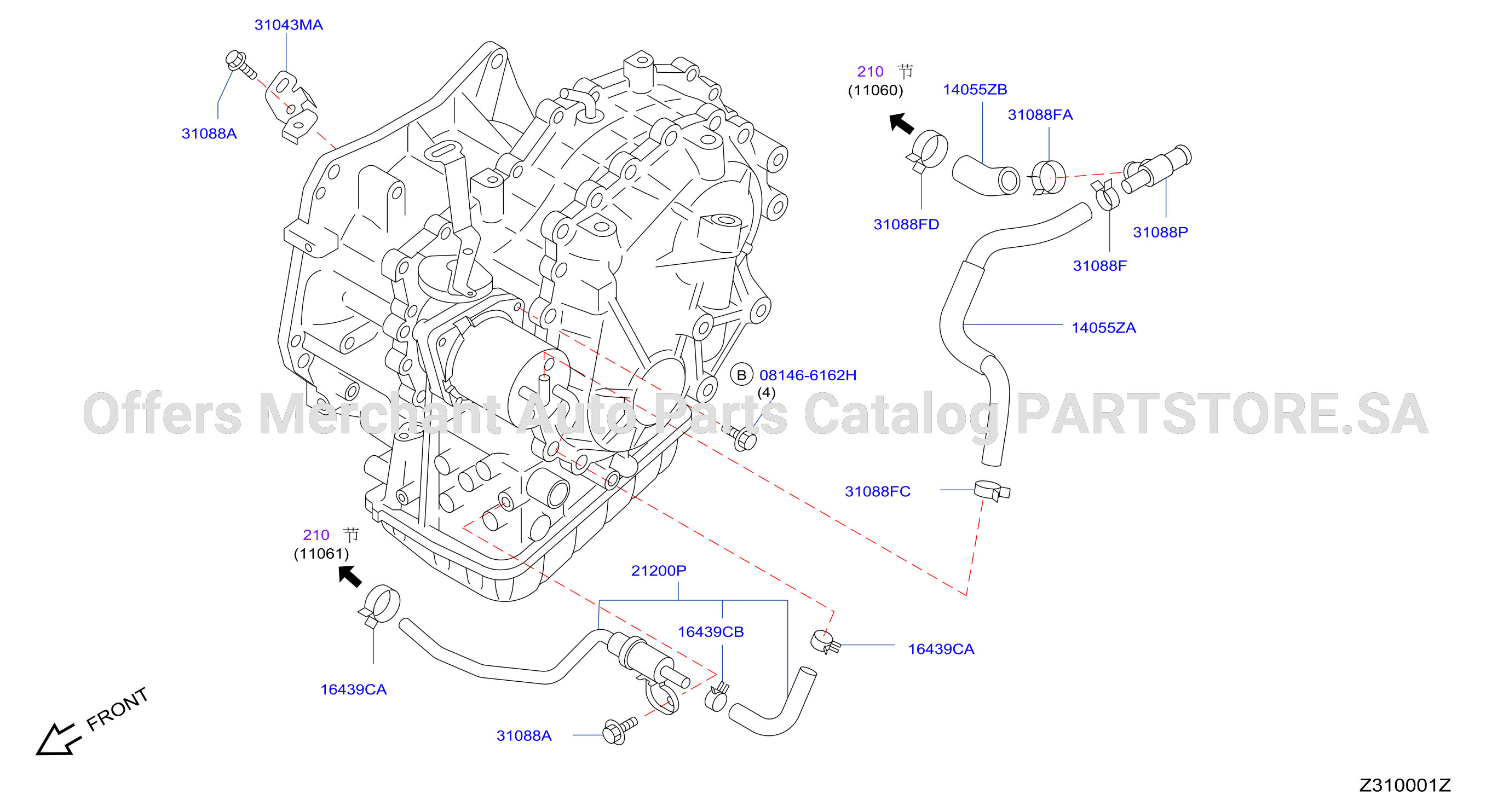 Auto Transmission Transaxle Fitting Oil Cooler Tube Parts