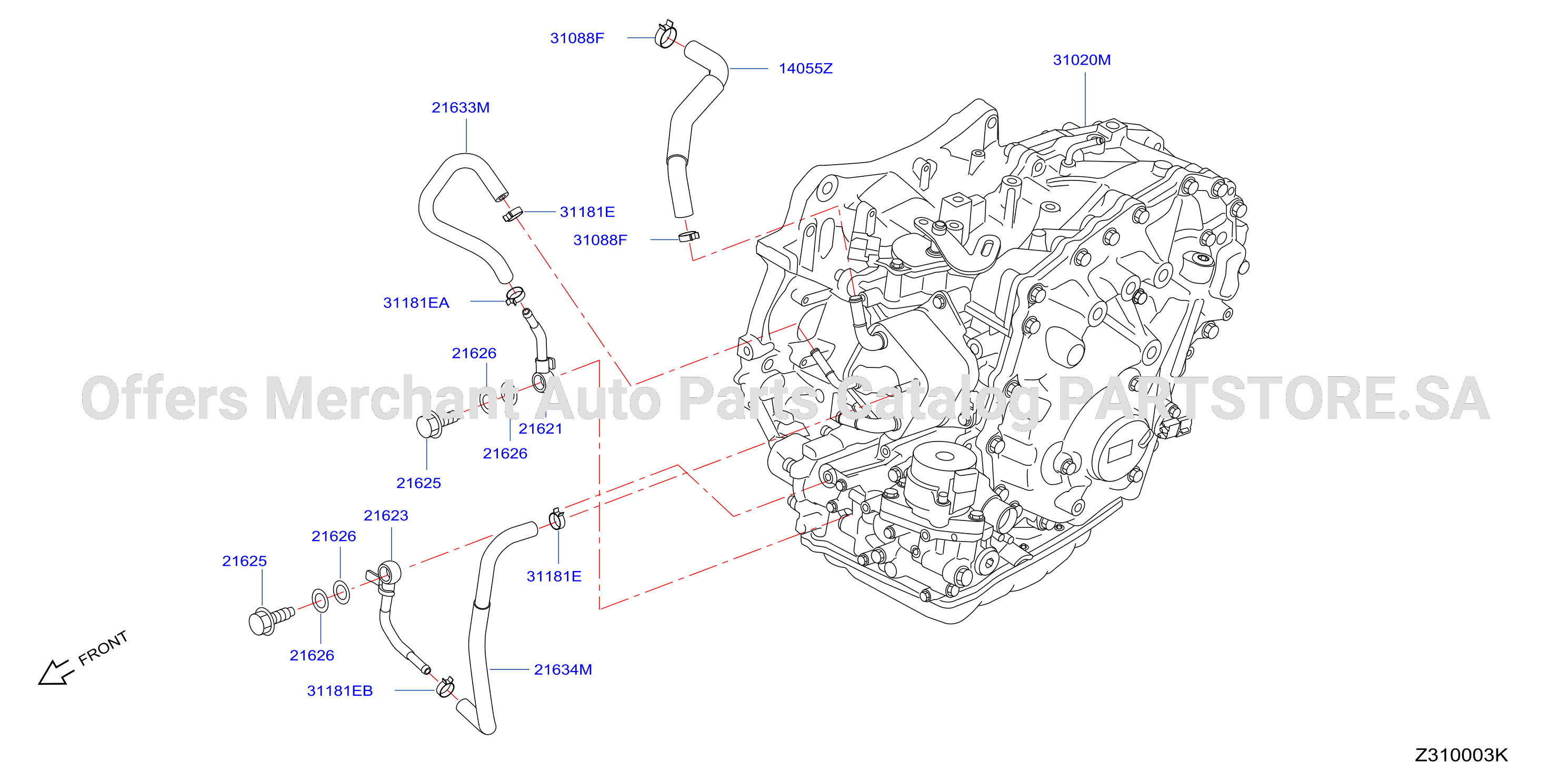 Auto Transmission Transaxle Fitting Oil Cooler Tube Parts