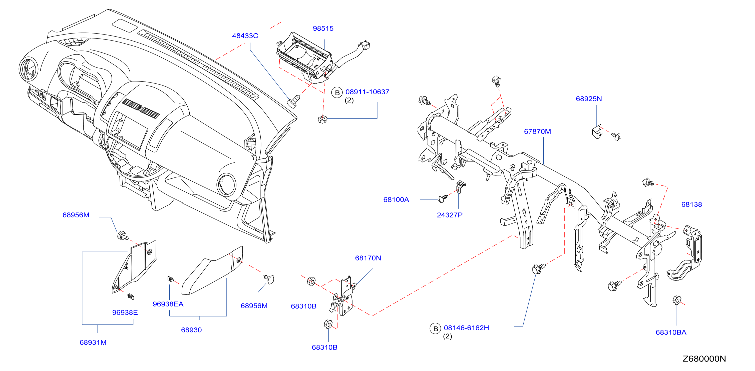 Instrument Panel Pad Cluster Lid Inst Fitting