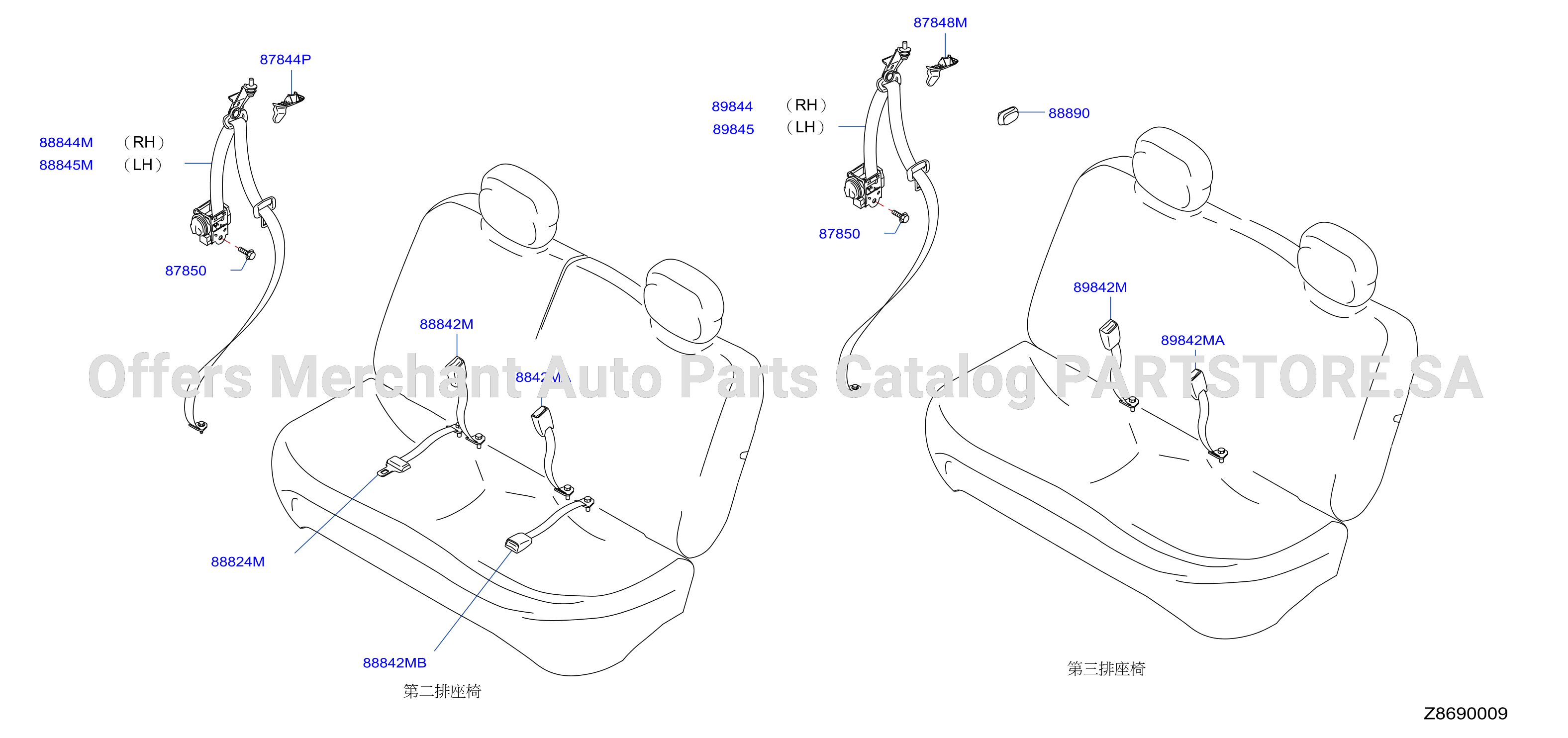 Rear Seat Belt 3Row