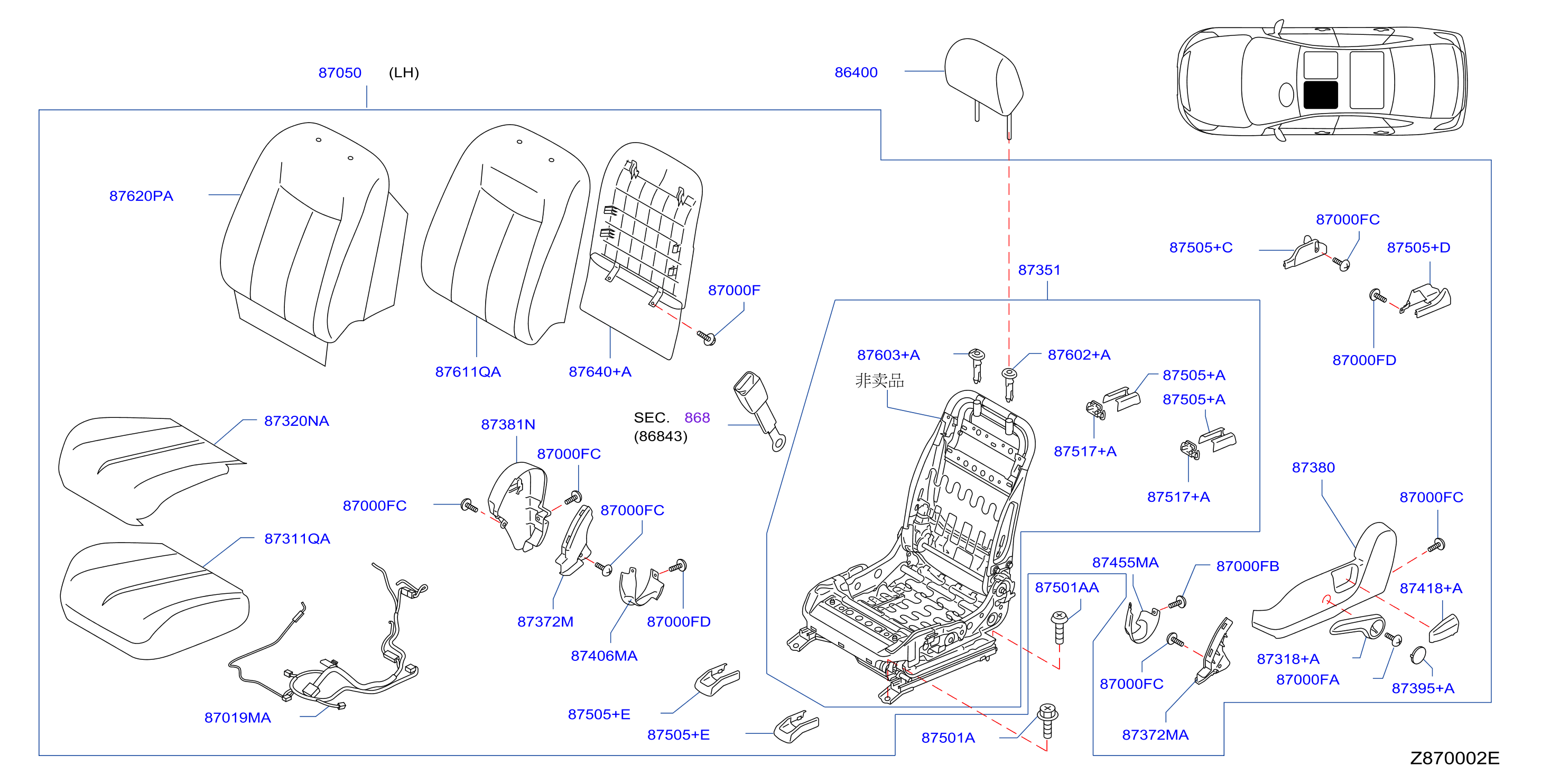 Front Seat Lh Seat Manul Fablic