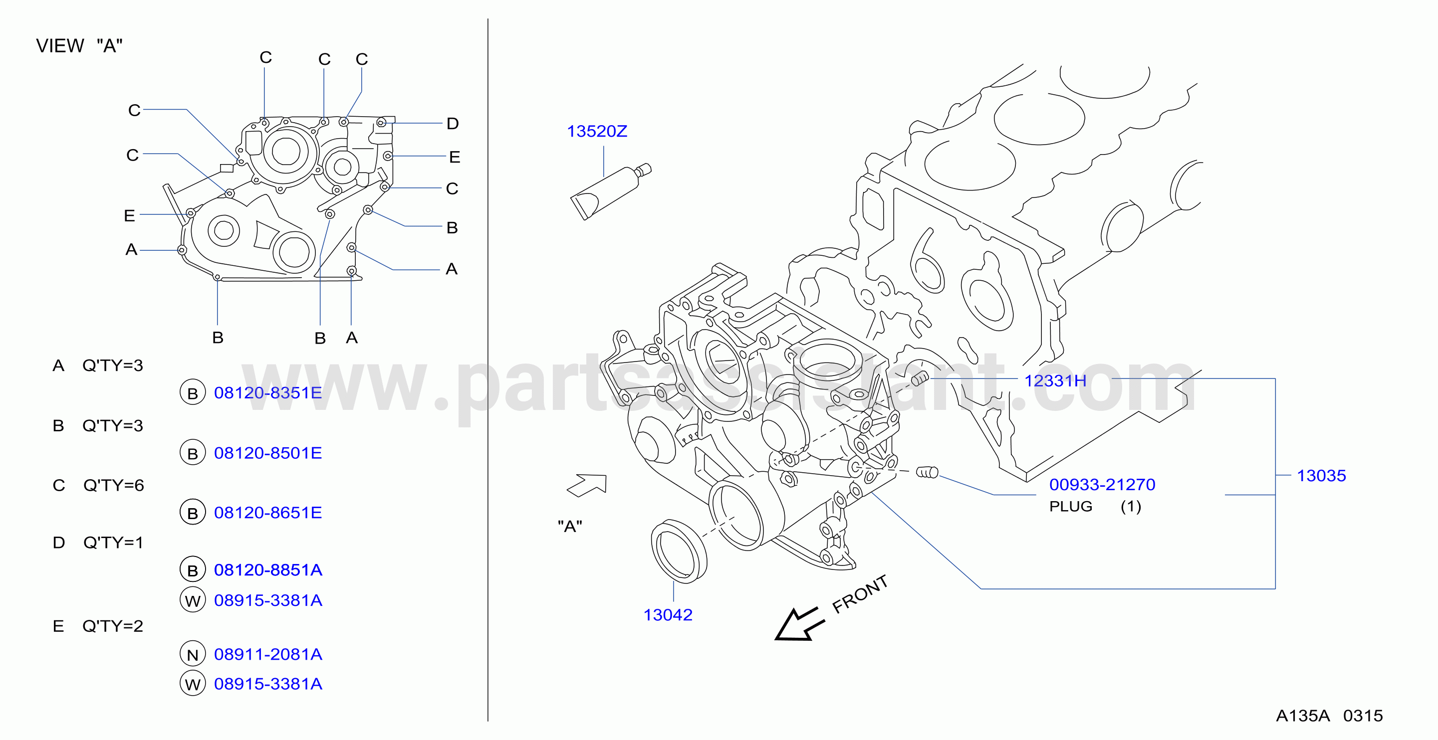 Front Cover Vacuum Pump Fitting