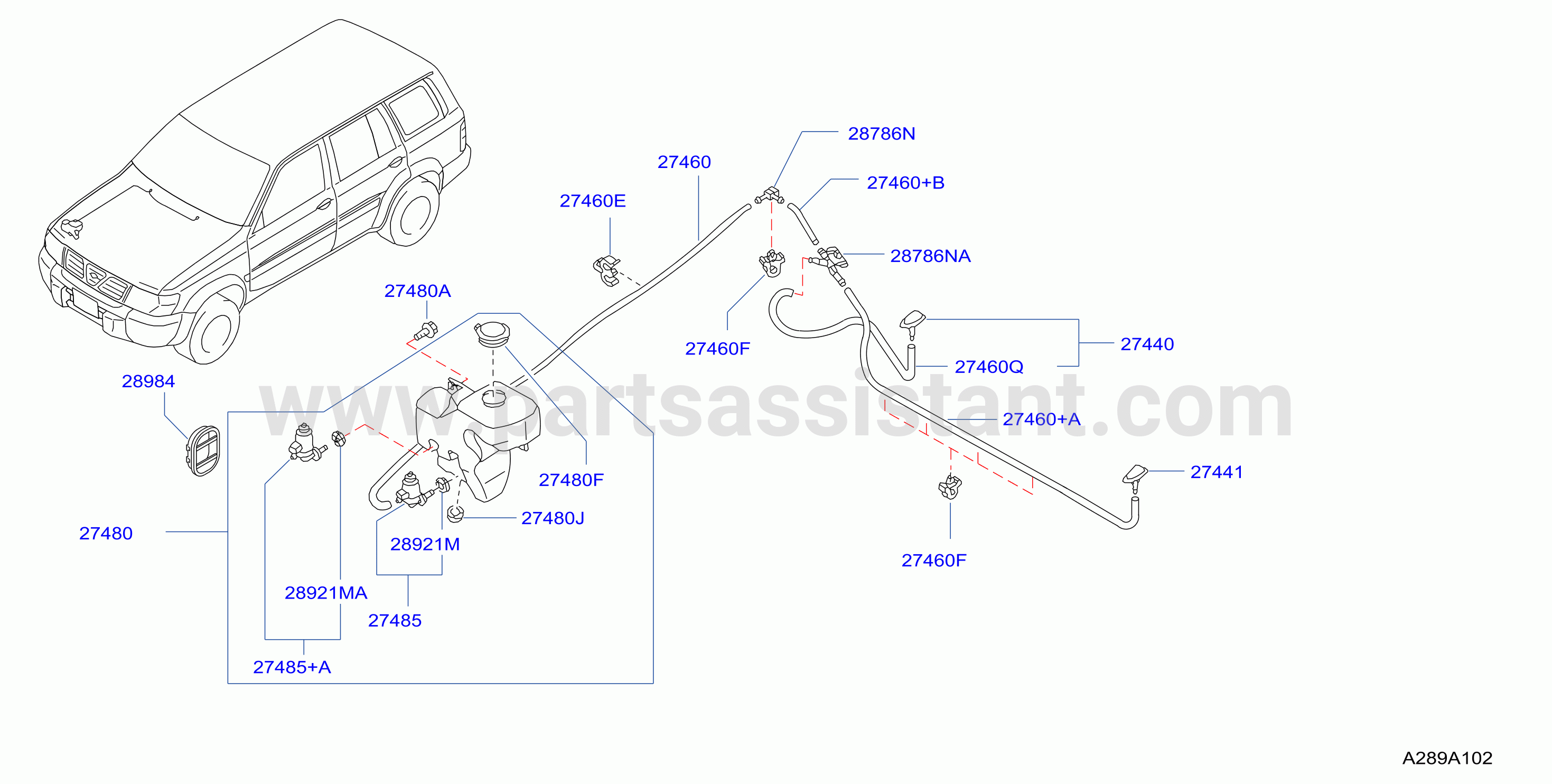 Windshield Washer Tank Front Washer