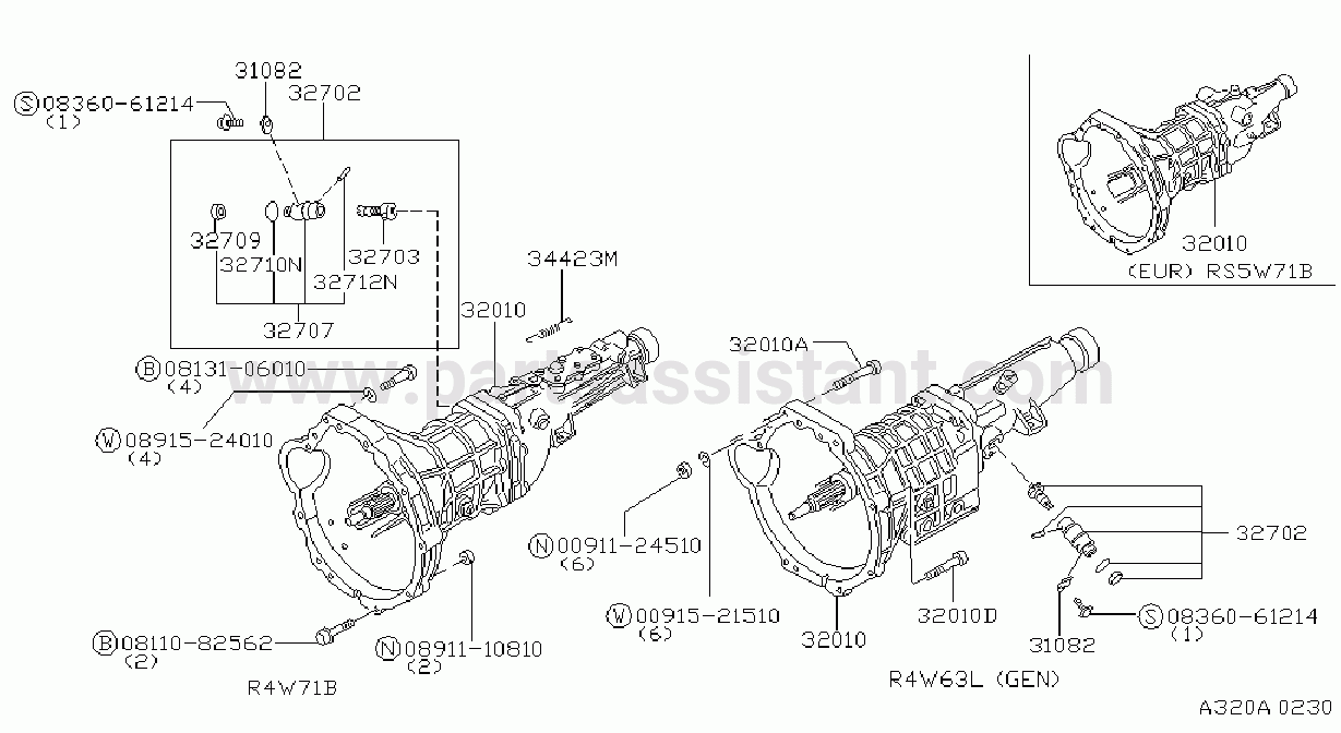 Manual Transmission Transaxle Fitting R4W63L 71B