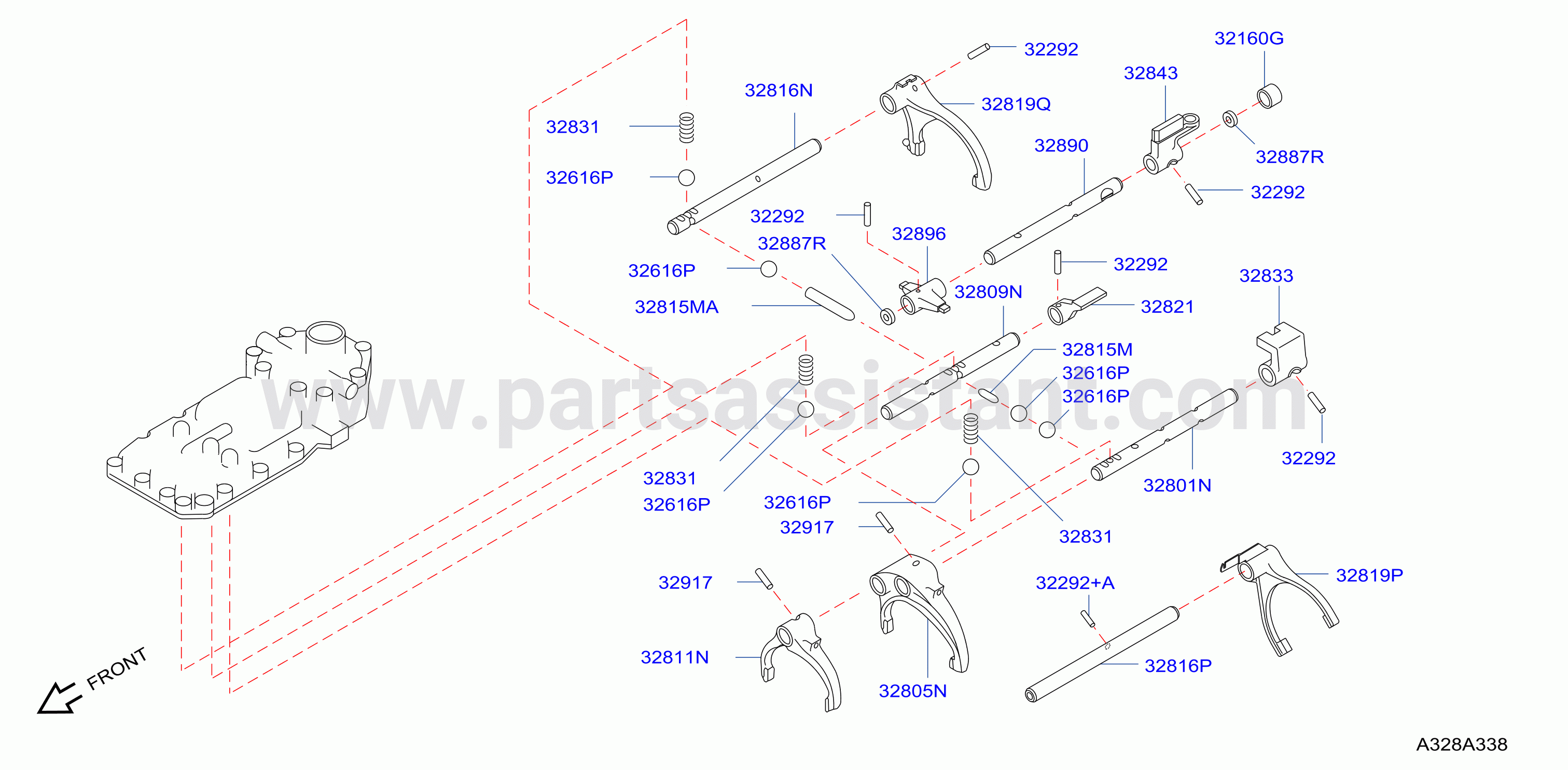 Transmission Shift Control Striking Rod Shift Fork