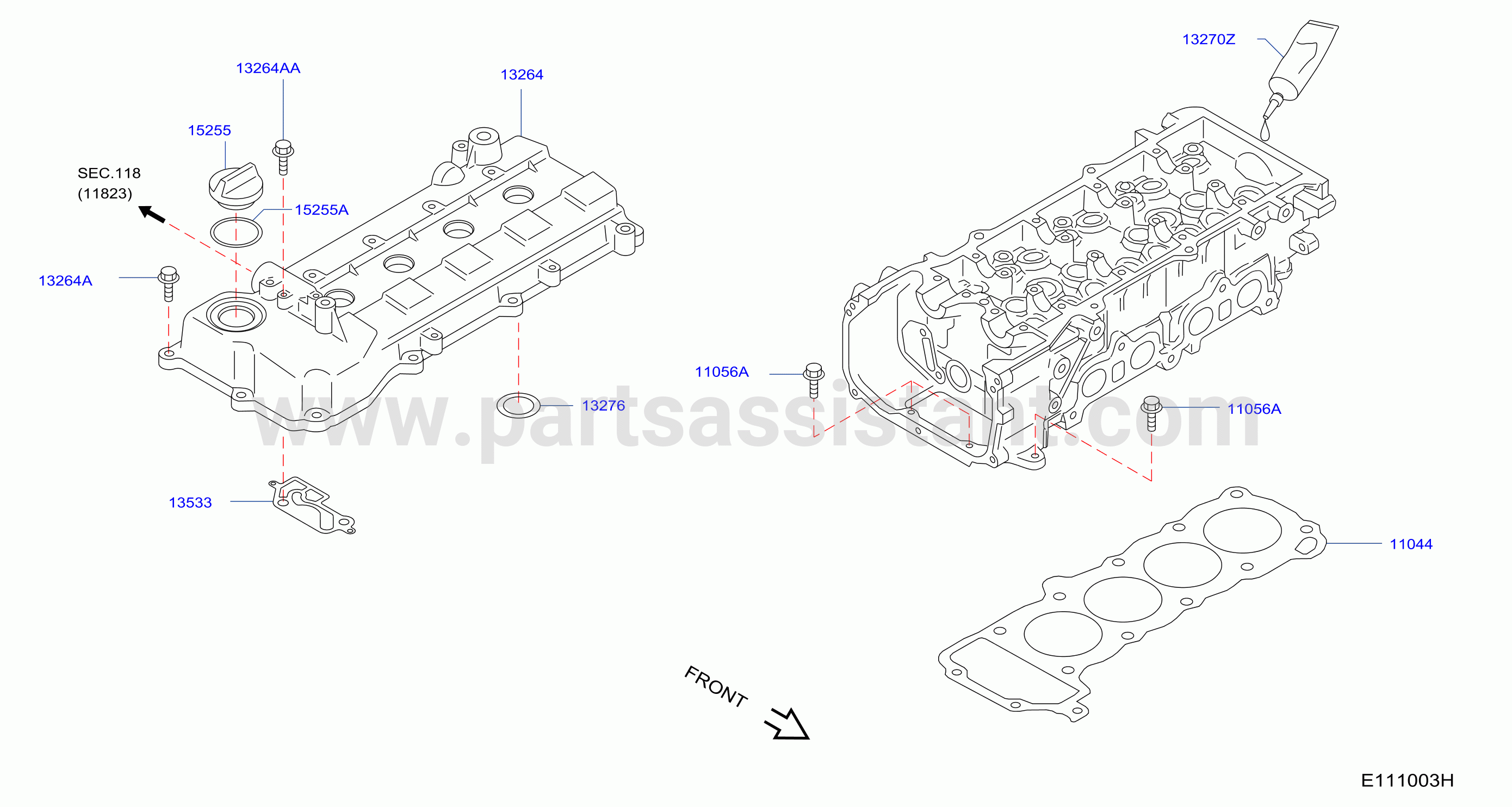 Cylinder Head Rocker Cover Component Parts