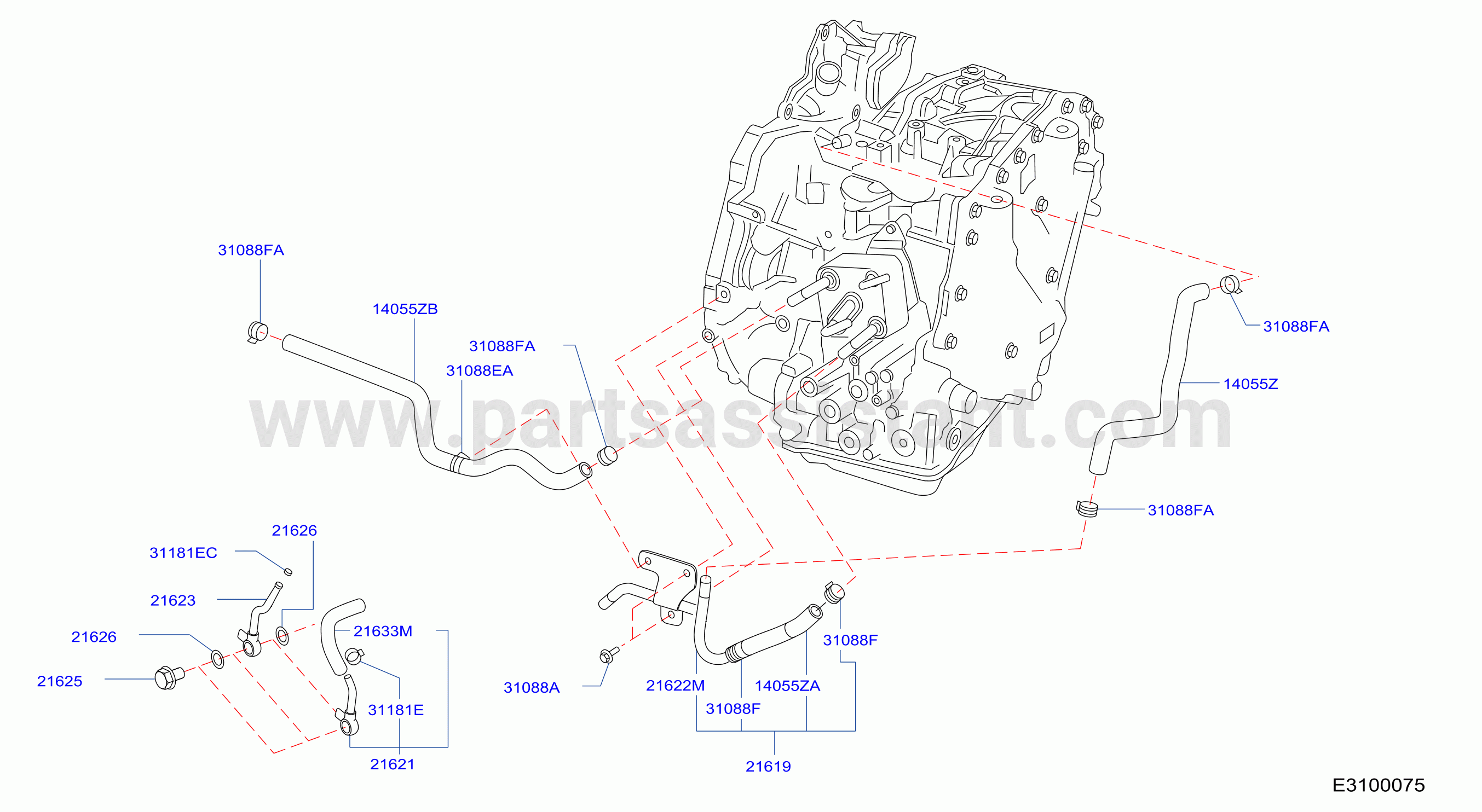 Auto Transmission Transaxle Fitting Oil Cooler Tube Parts