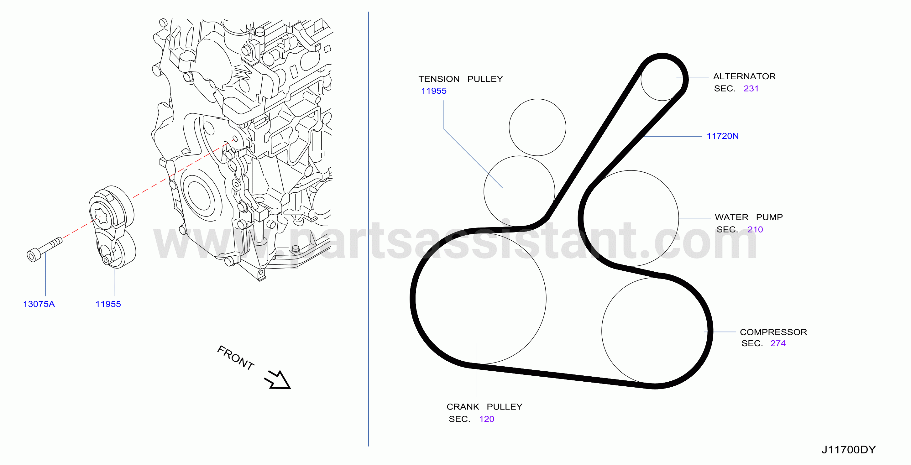Fan Compressor Power Steering Belt