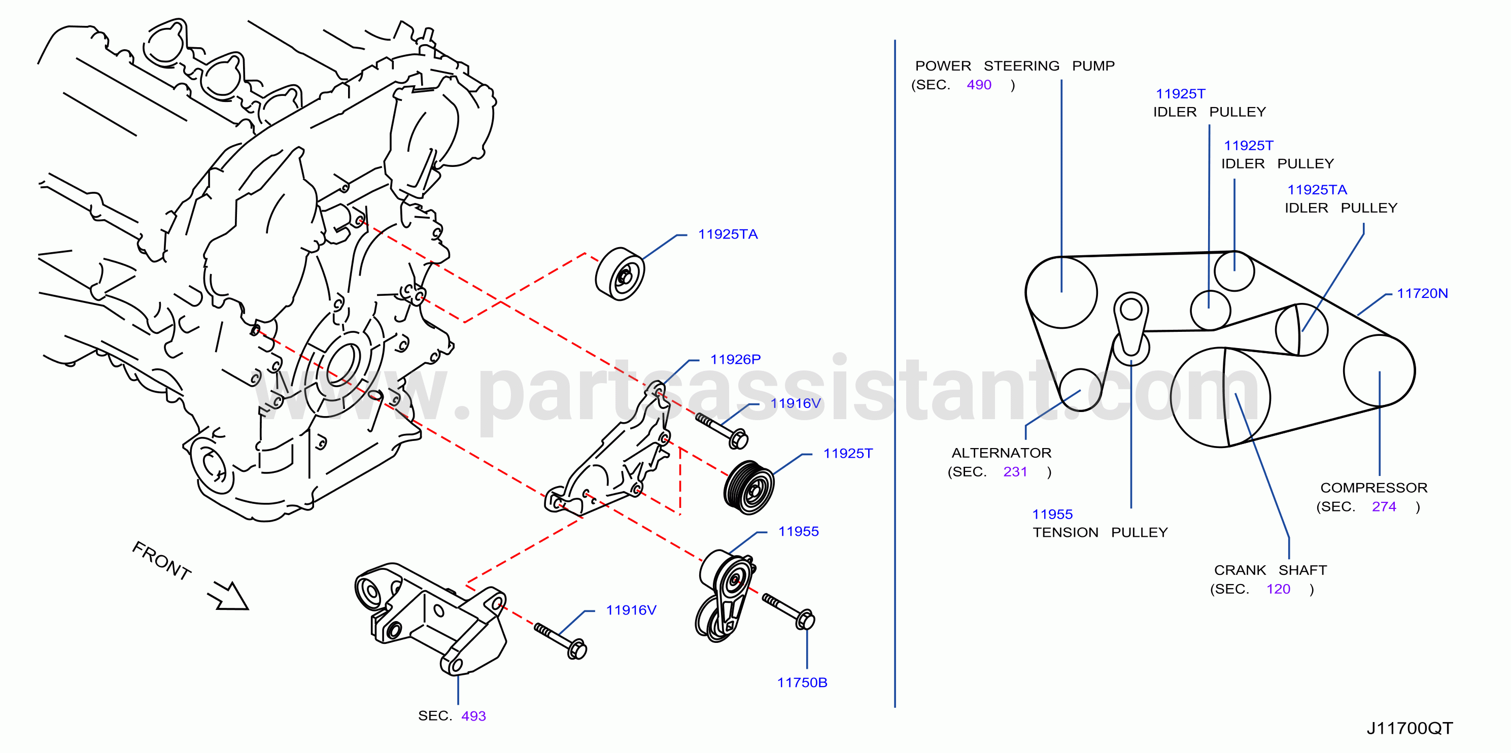 Fan Compressor Power Steering Belt
