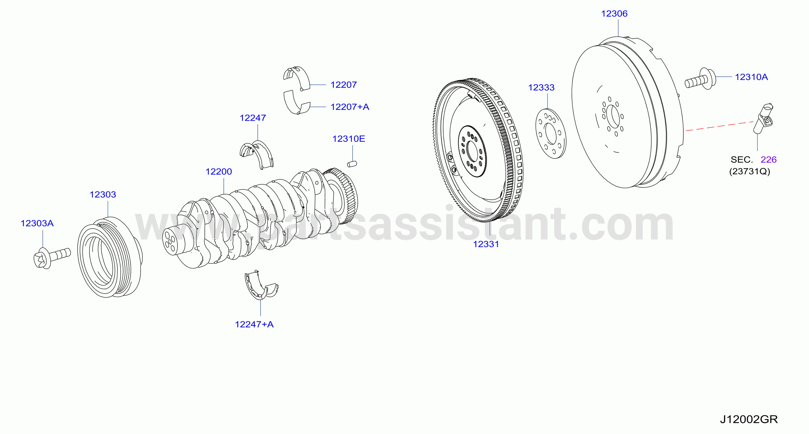 Piston Crankshaft Flywheel Crankshaft Flywheel