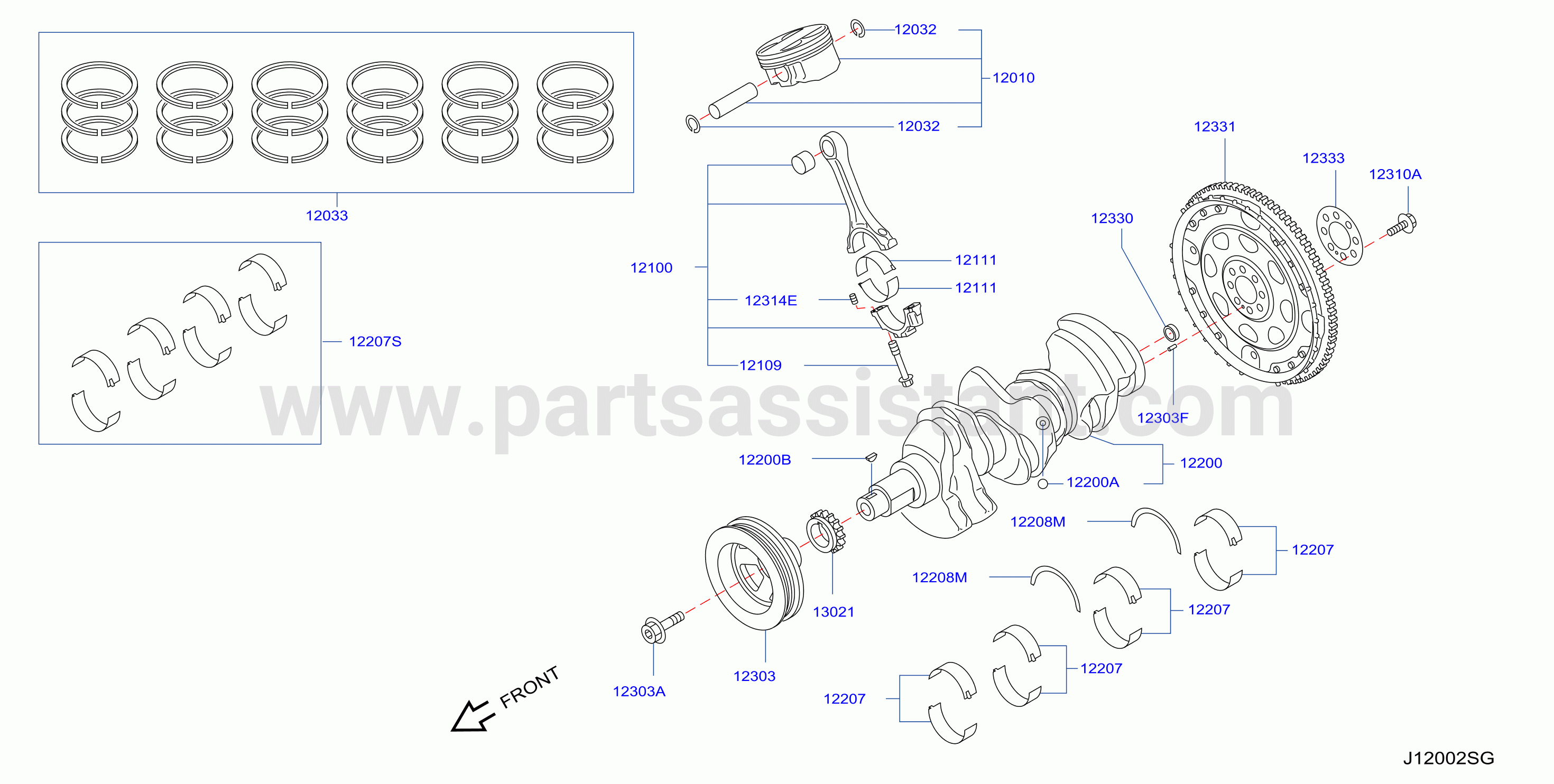 Piston Crankshaft Flywheel
