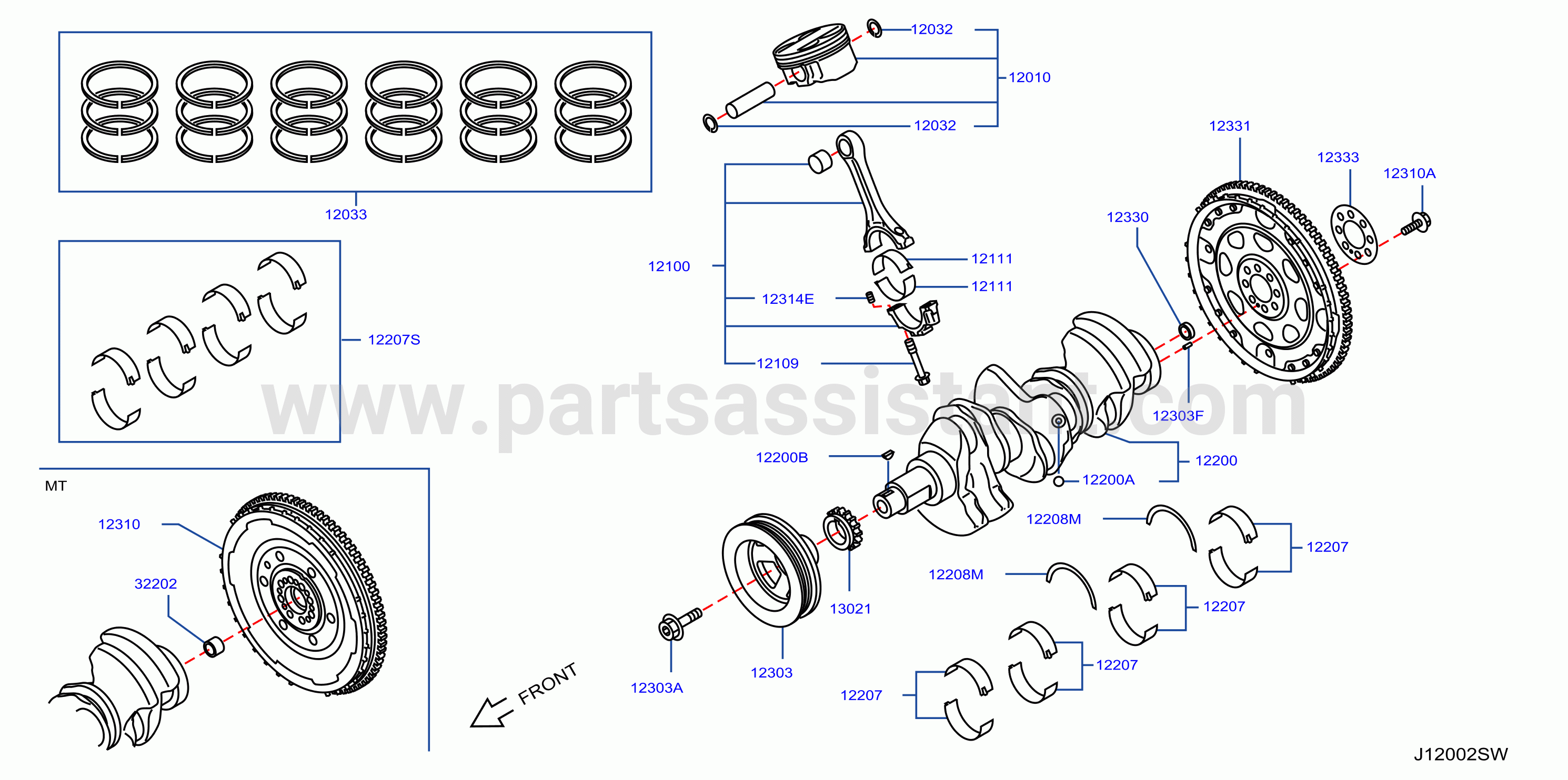 Piston Crankshaft Flywheel