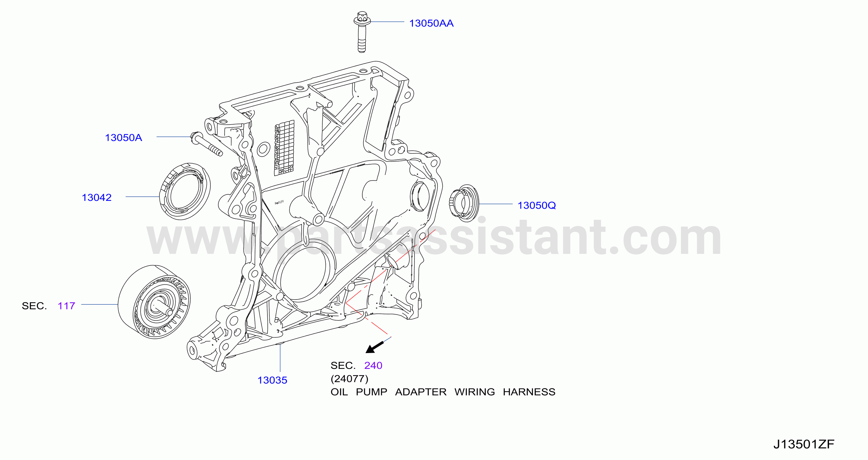 Front Cover Vacuum Pump Fitting Timing Case