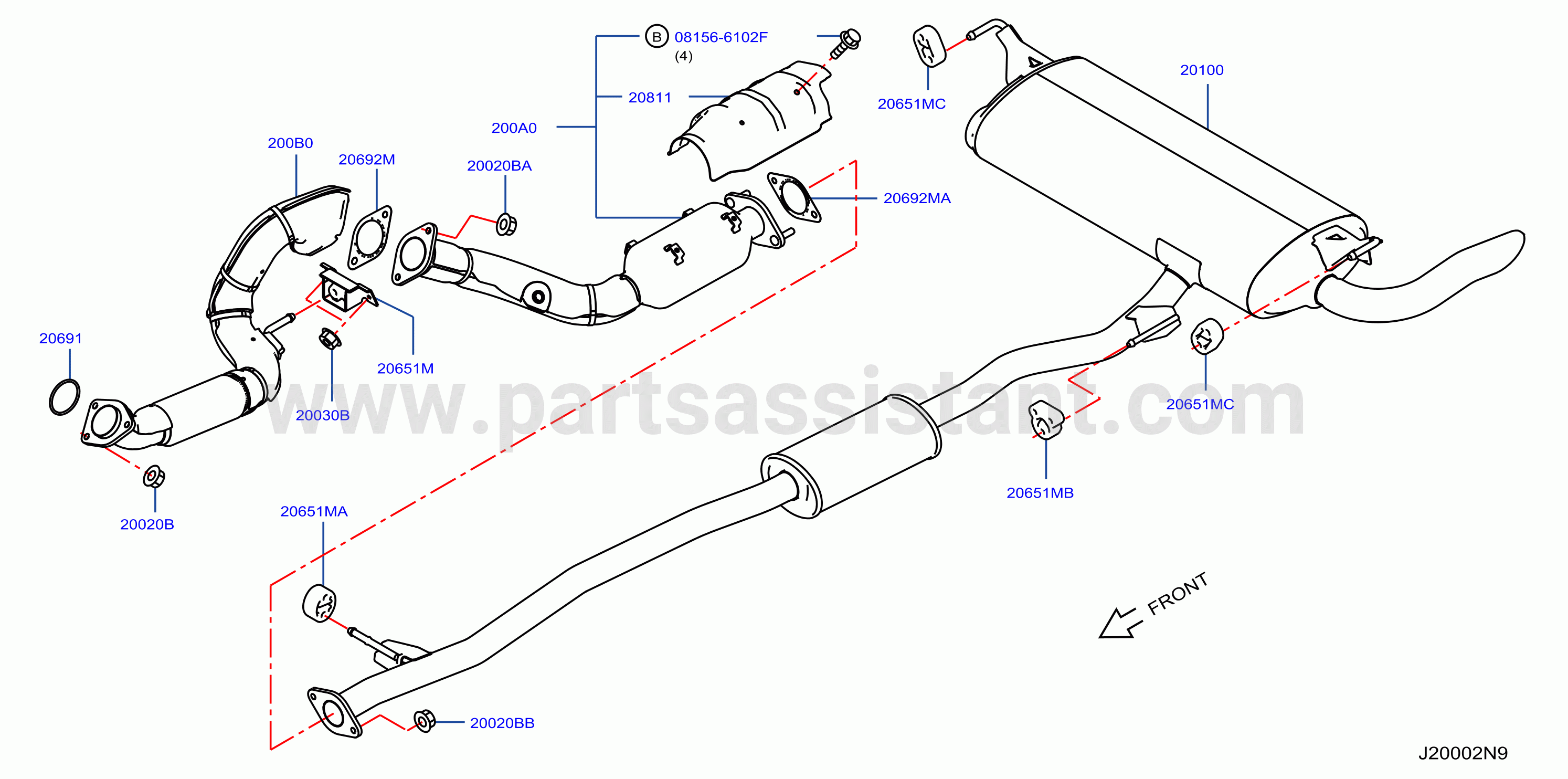 Exhaust Tube Muffler Qr25De
