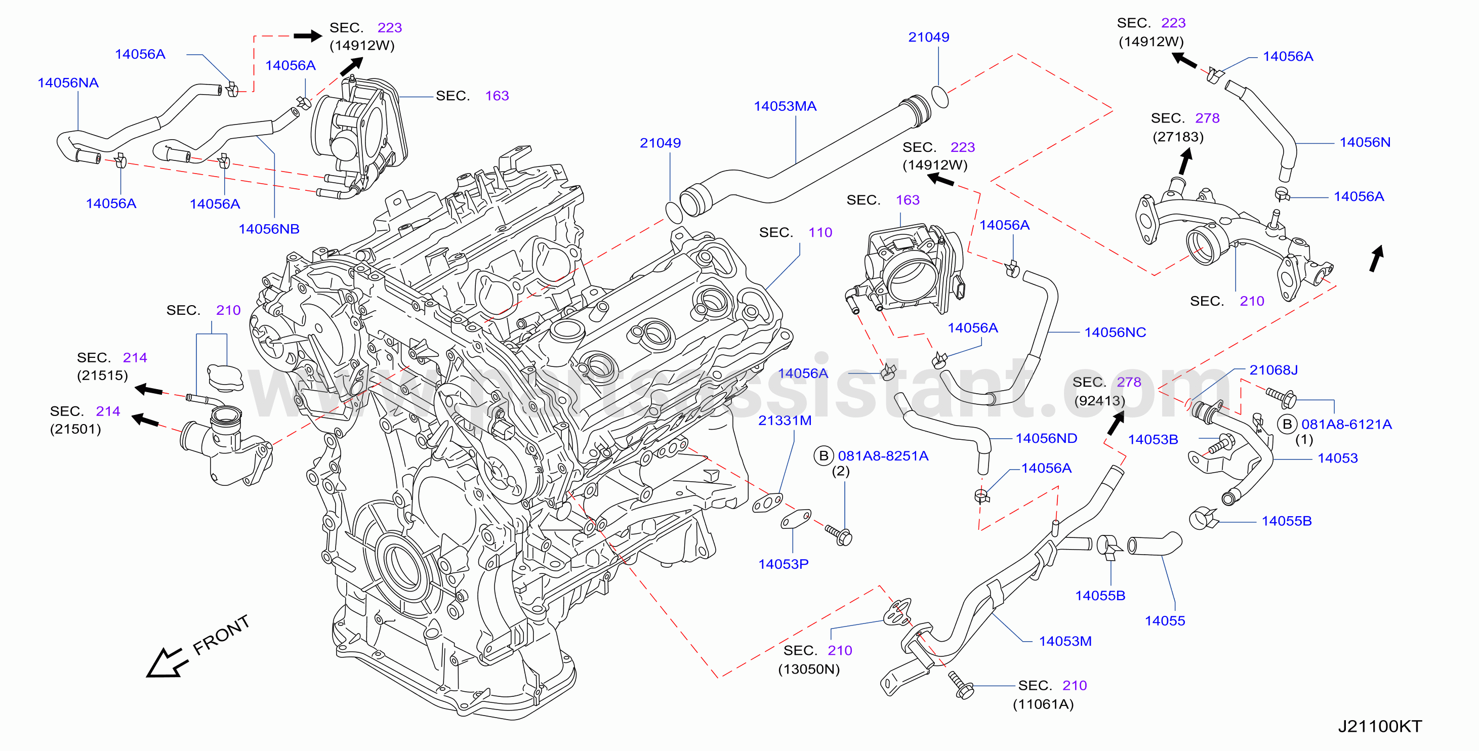 Water Hose Piping Without Oil Cooler