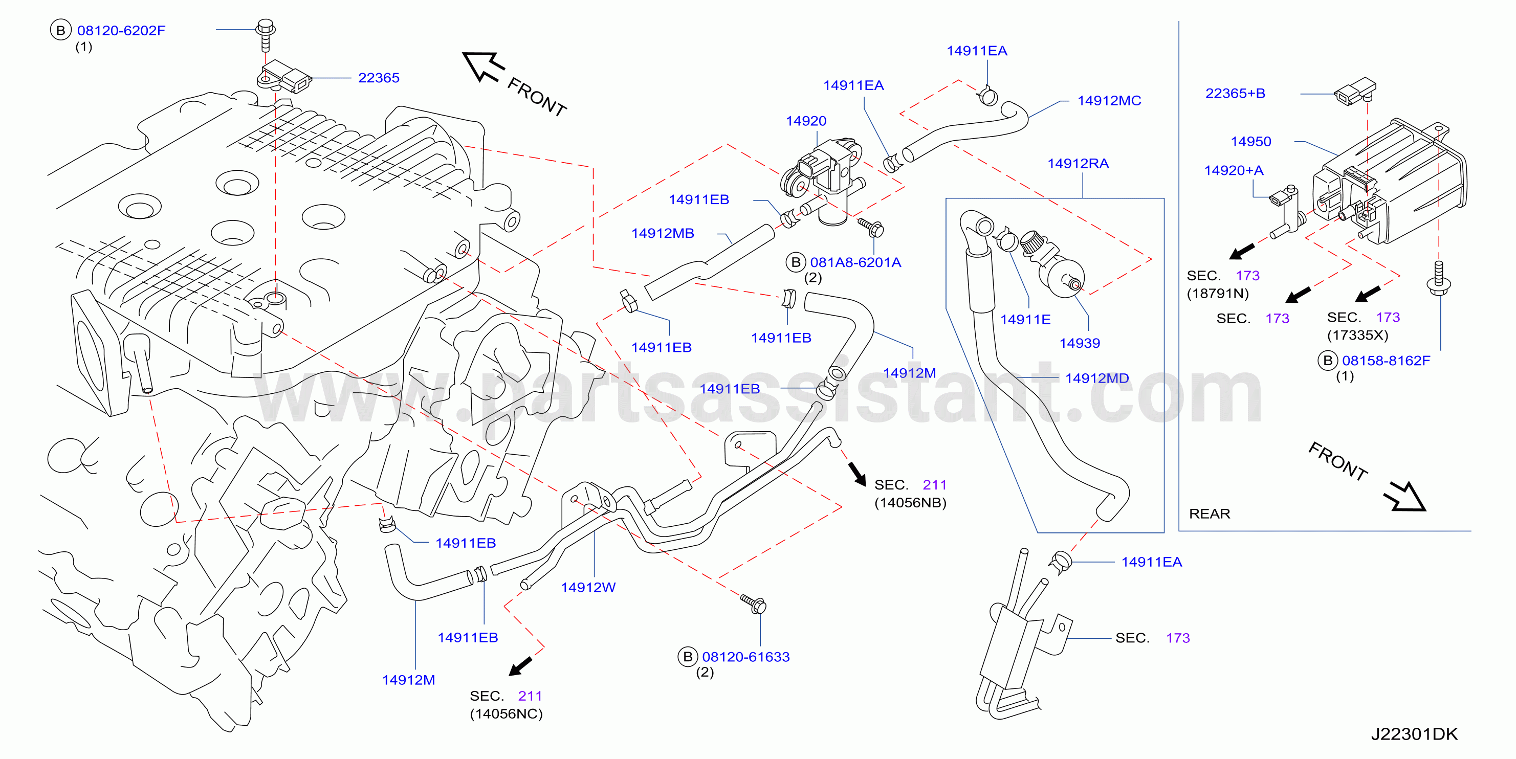 Engine Control Vacuum Piping Evap Piping Canister