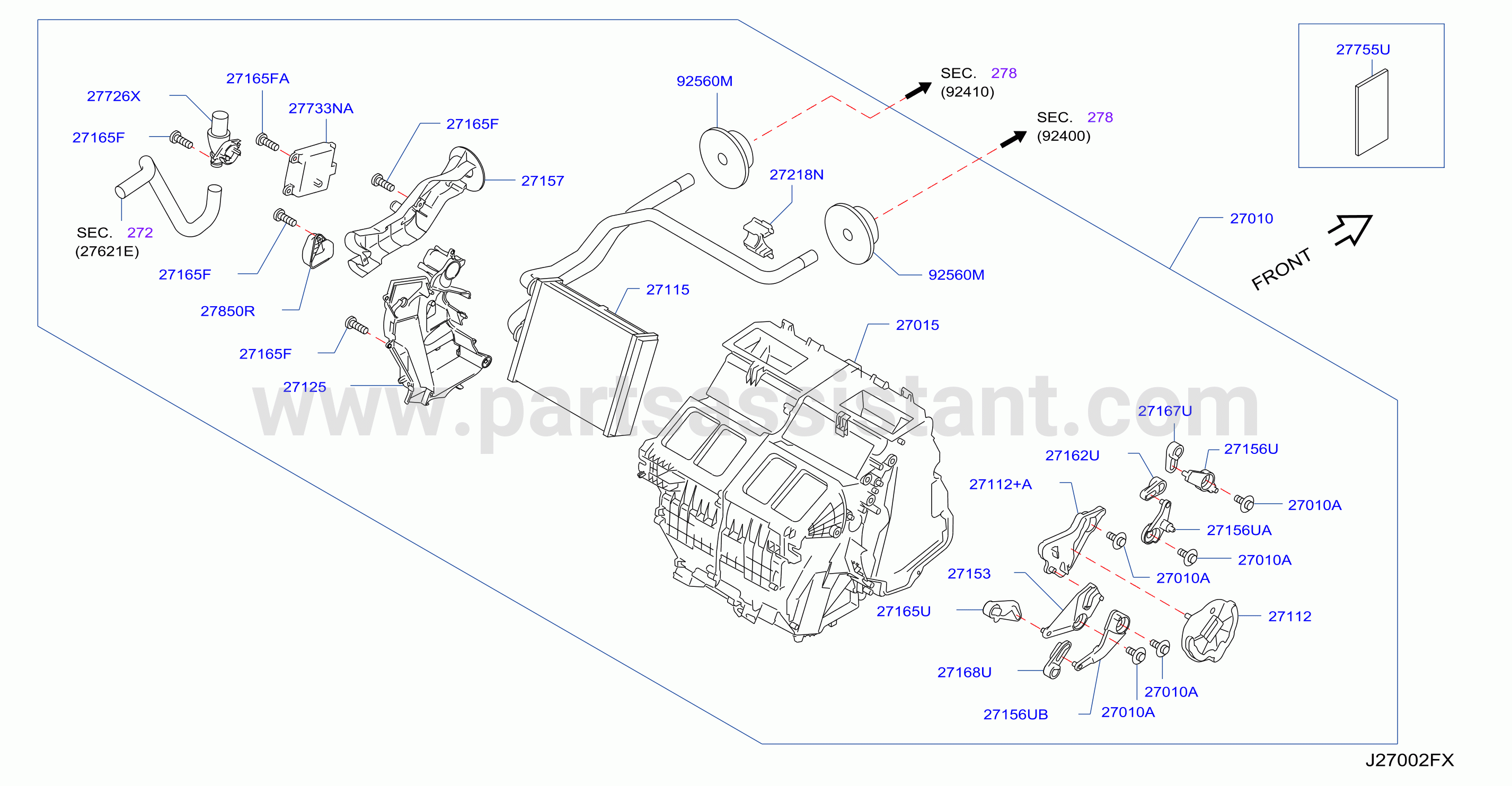 Heater Blower Unit Heater Fr 2 For Mex Vq37Vhr