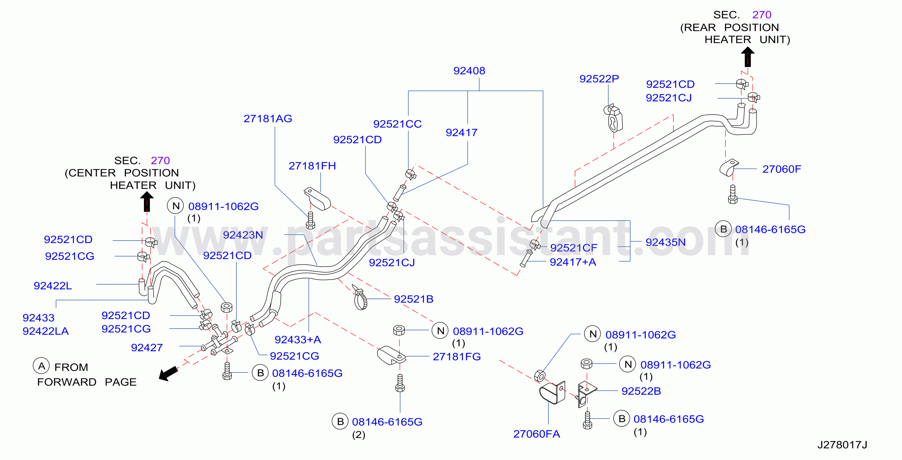 Heater Piping Rear Piping Long