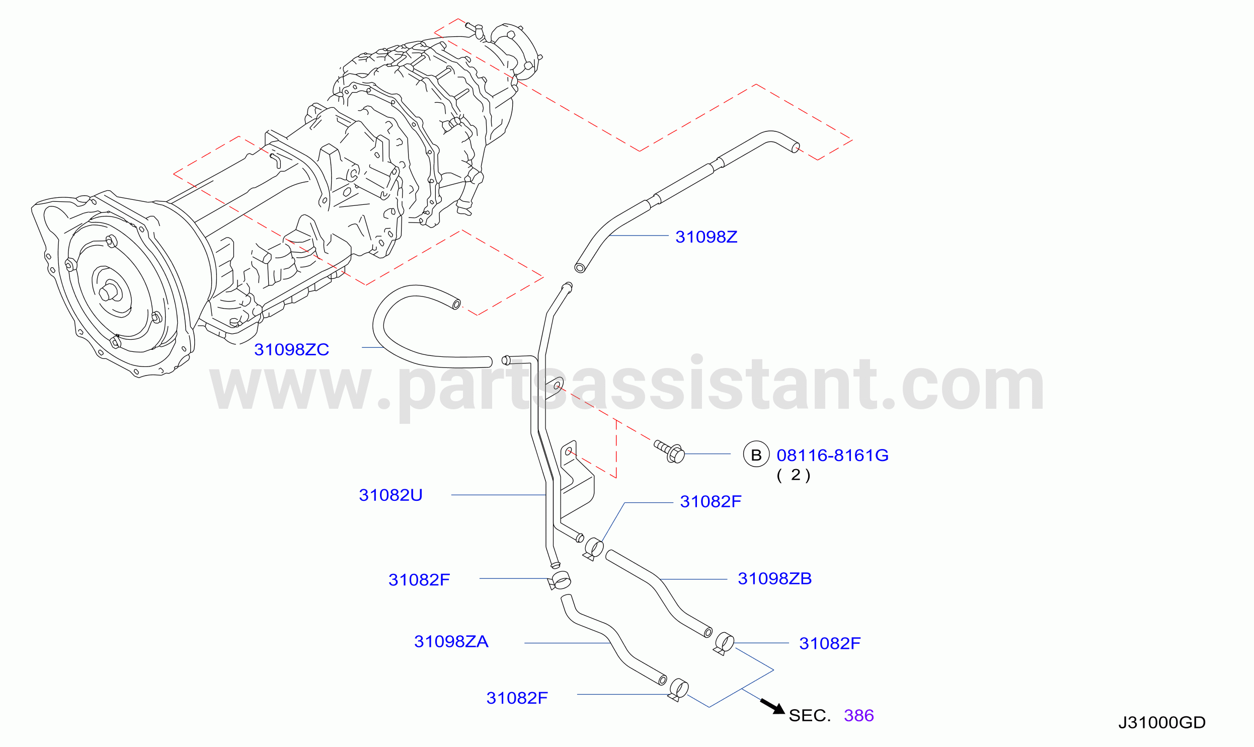 Auto Transmission Transaxle Fitting Breather Piping