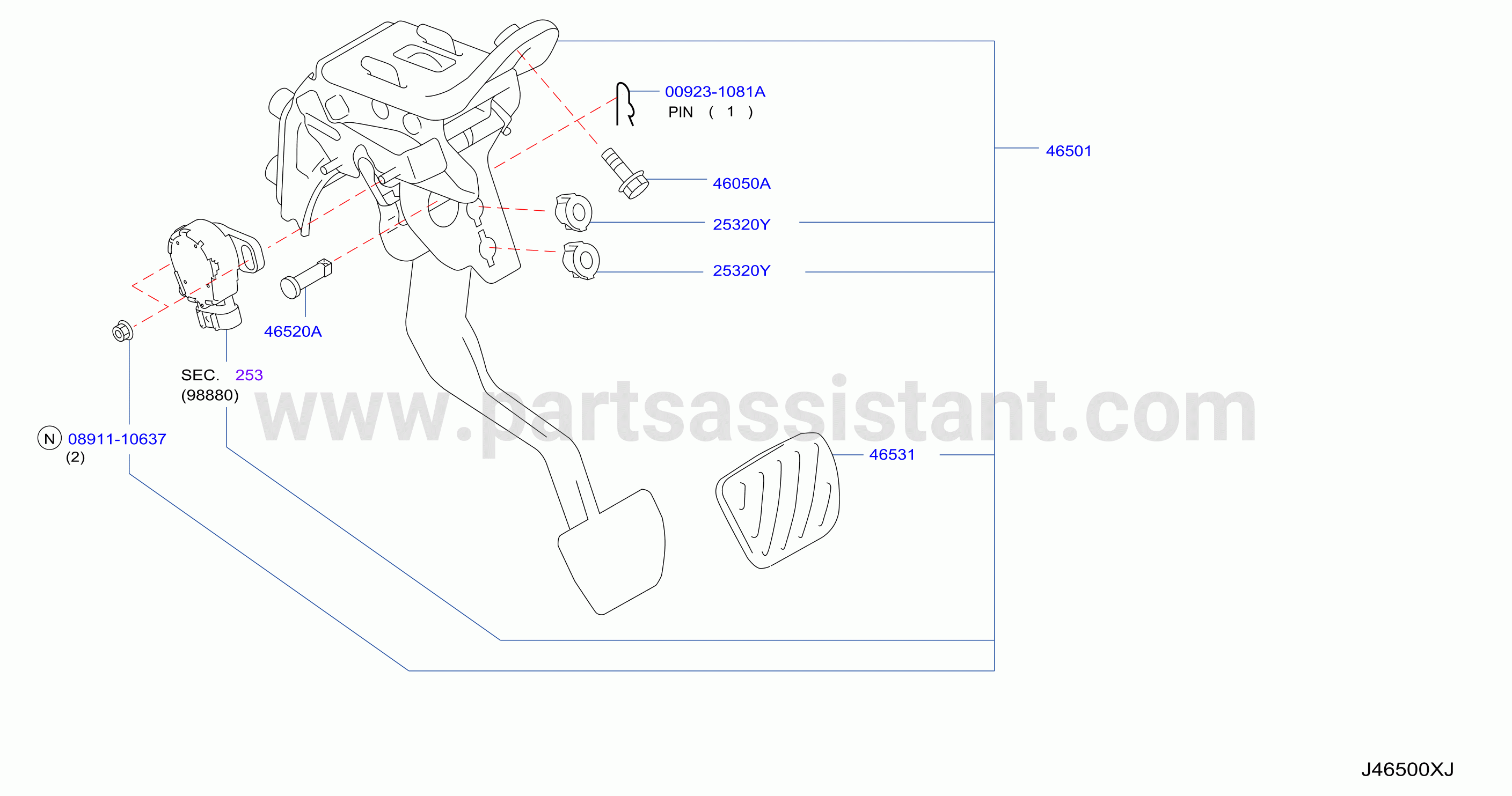 Brake Clutch Pedal W / Sensor