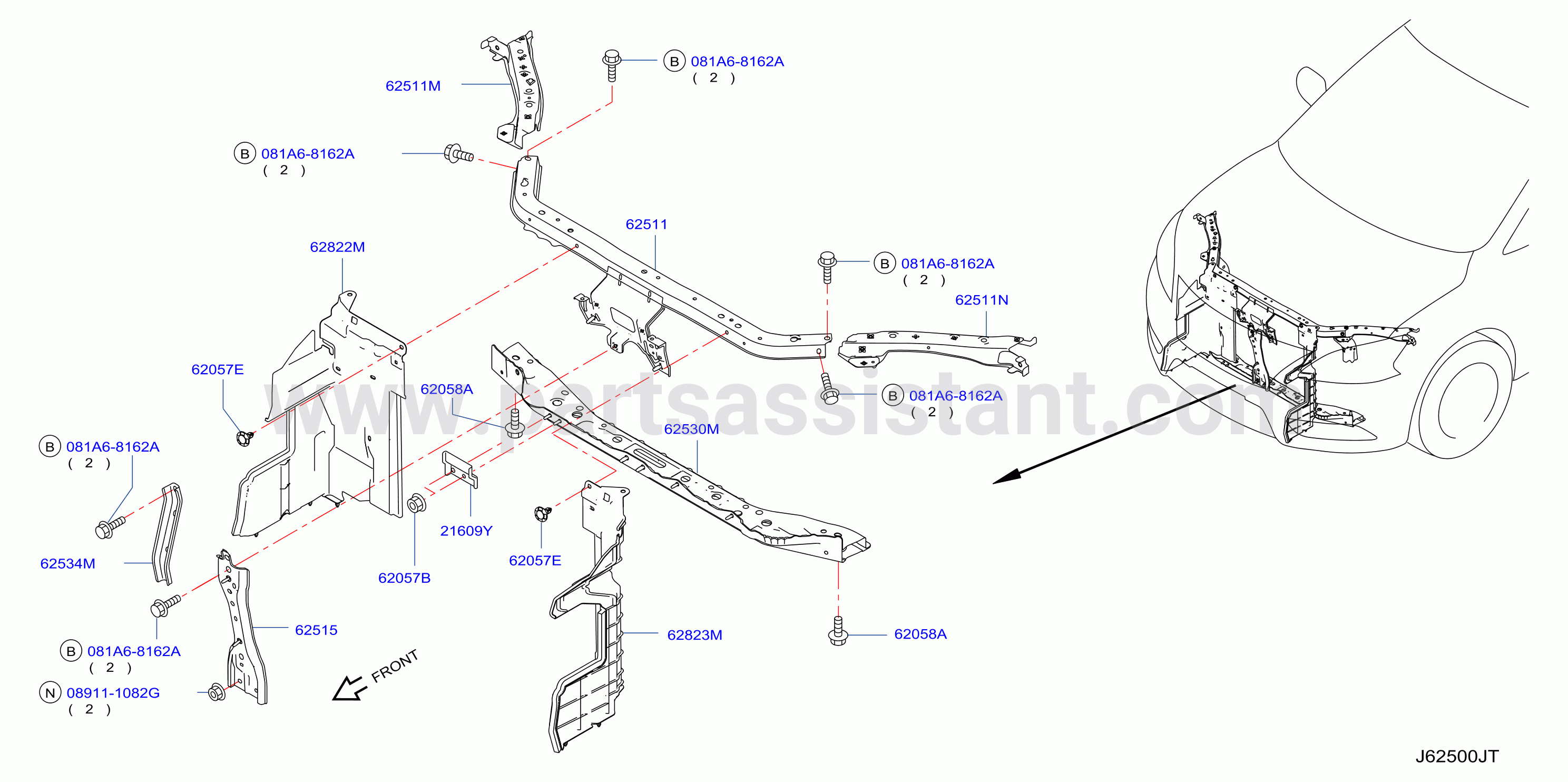 Front Apron Radiator Core Support
