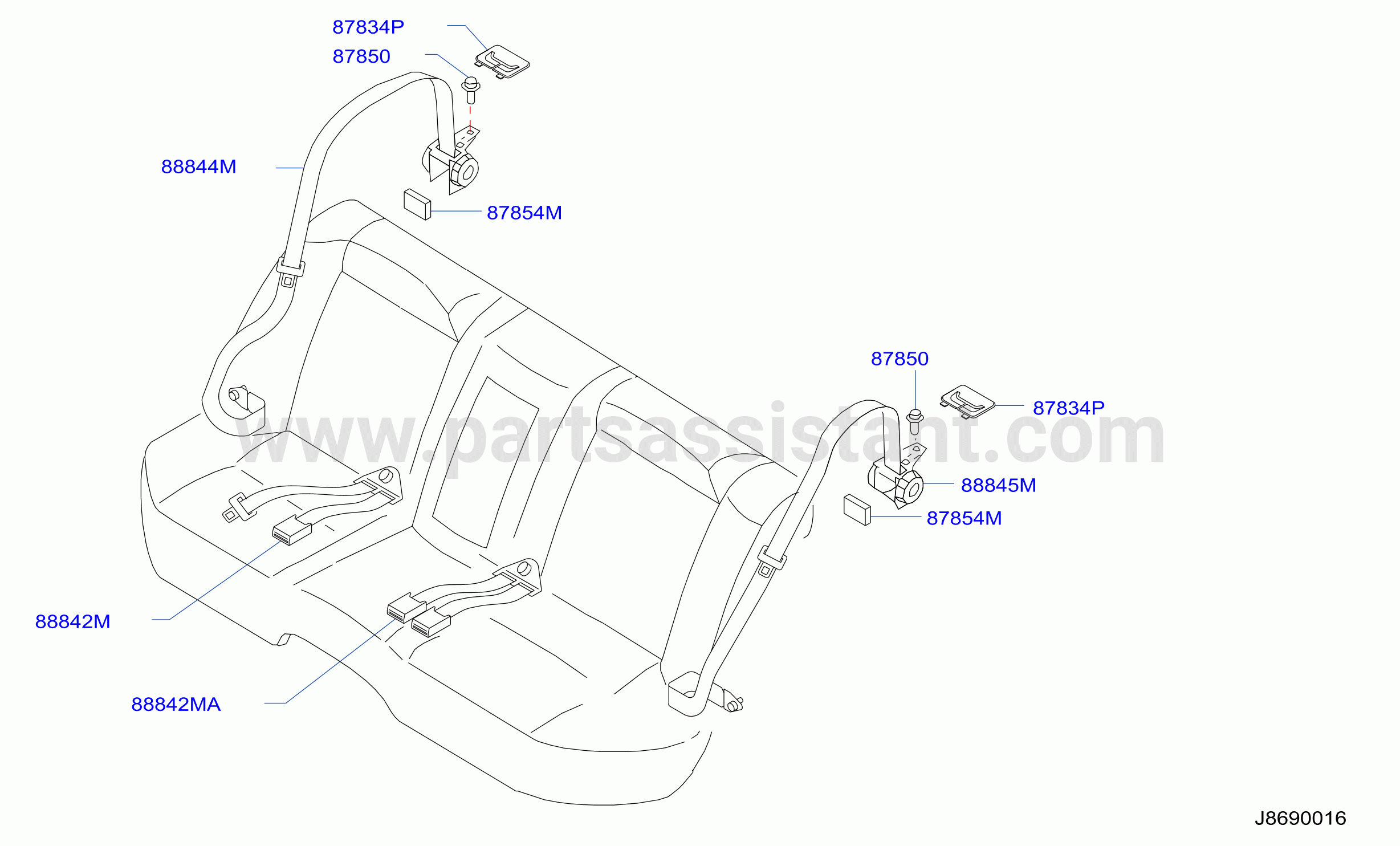 Rear Seat Belt 2Pt