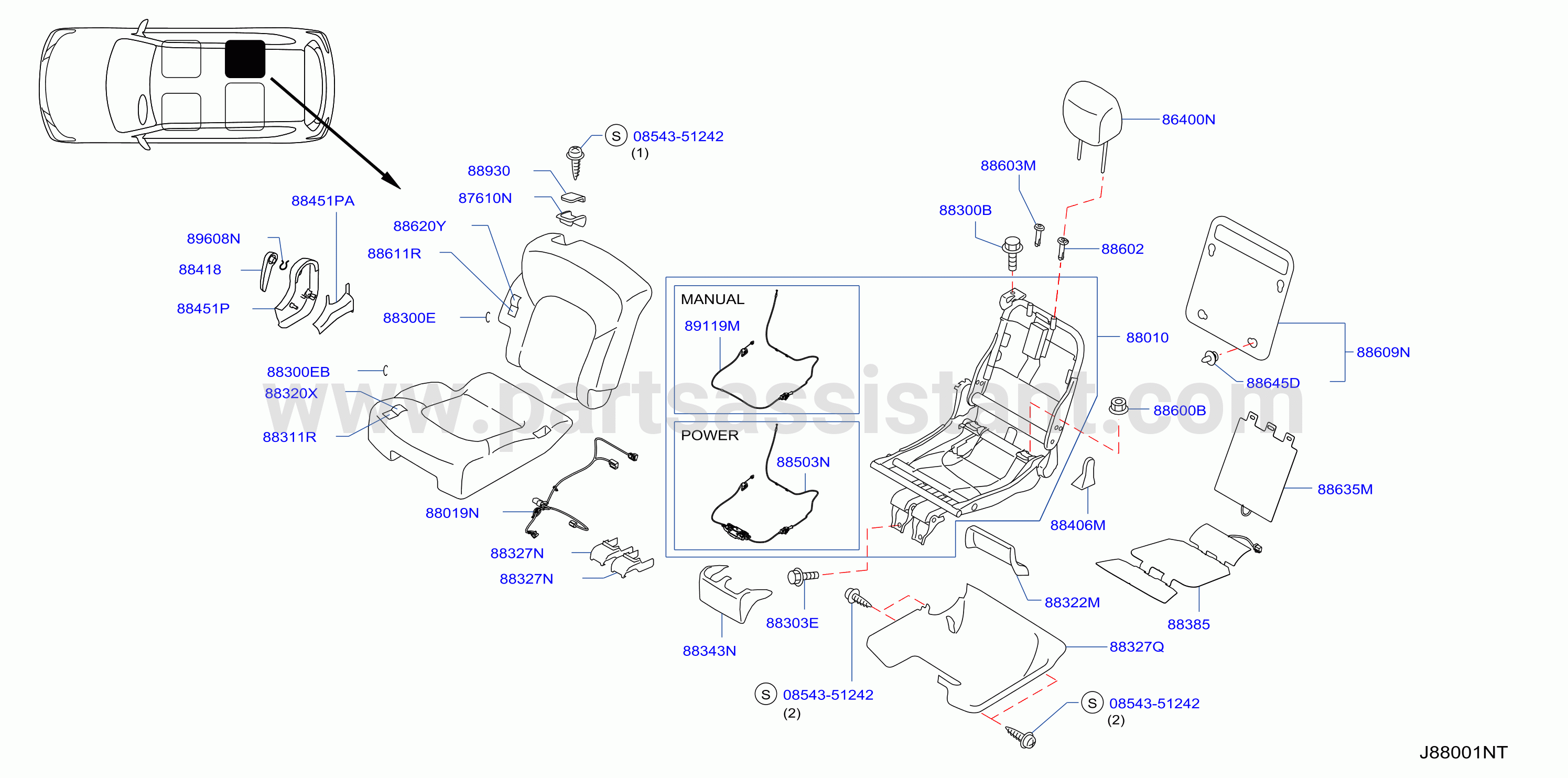 Rear Seat Bench Seat Right