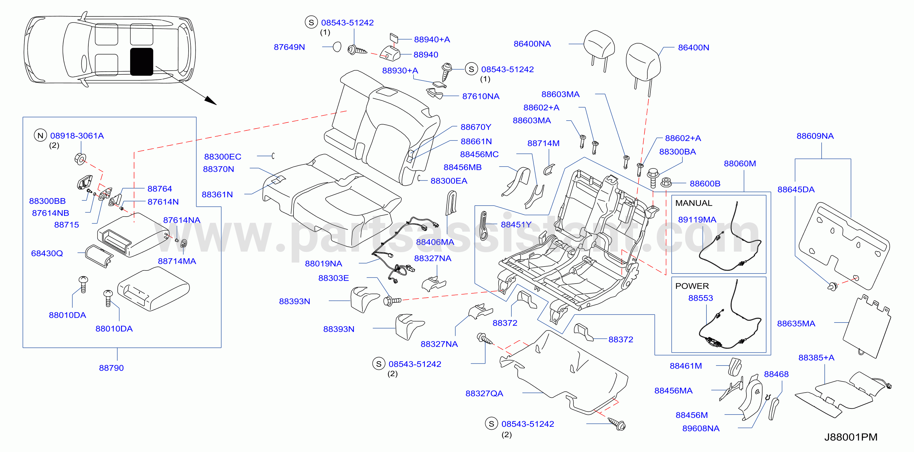 Rear Seat Bench Seat Left
