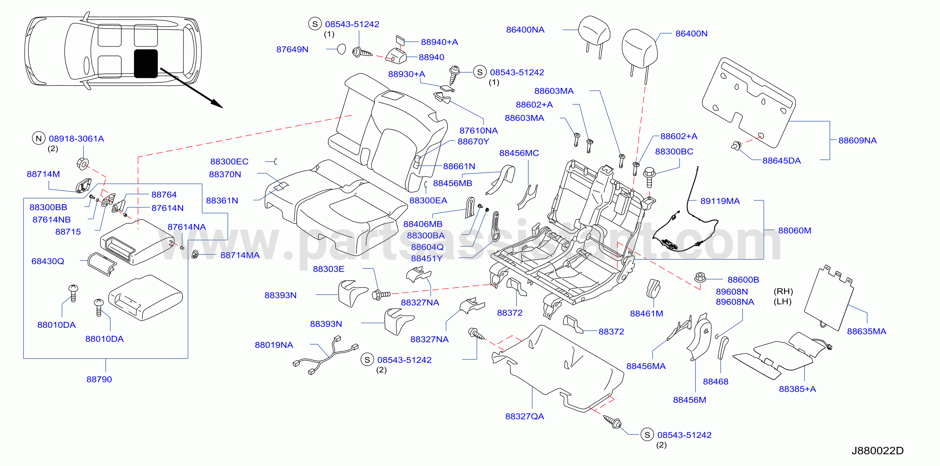 Rear Seat Bench Seat Left