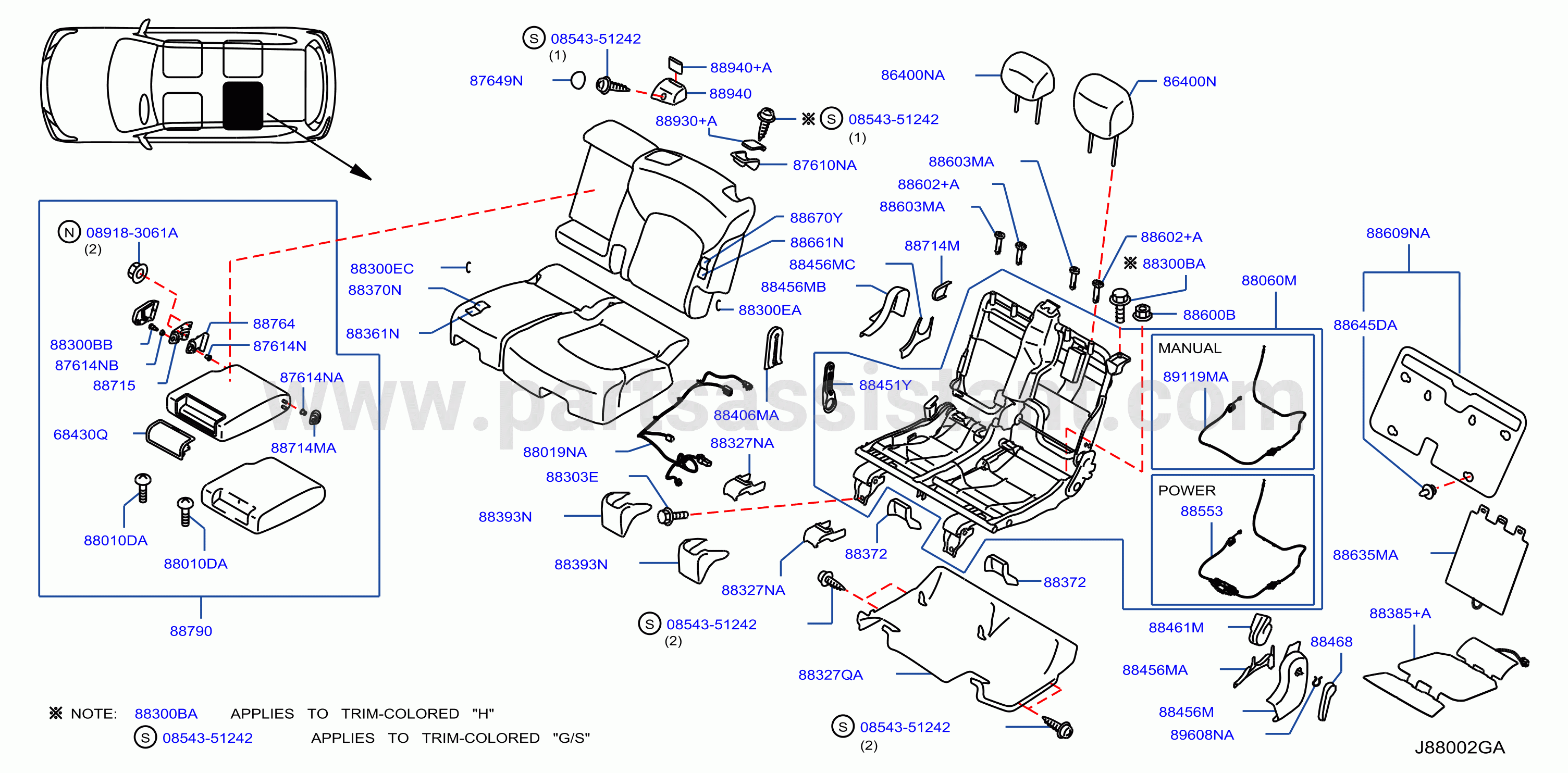 Rear Seat Bench Seat Left