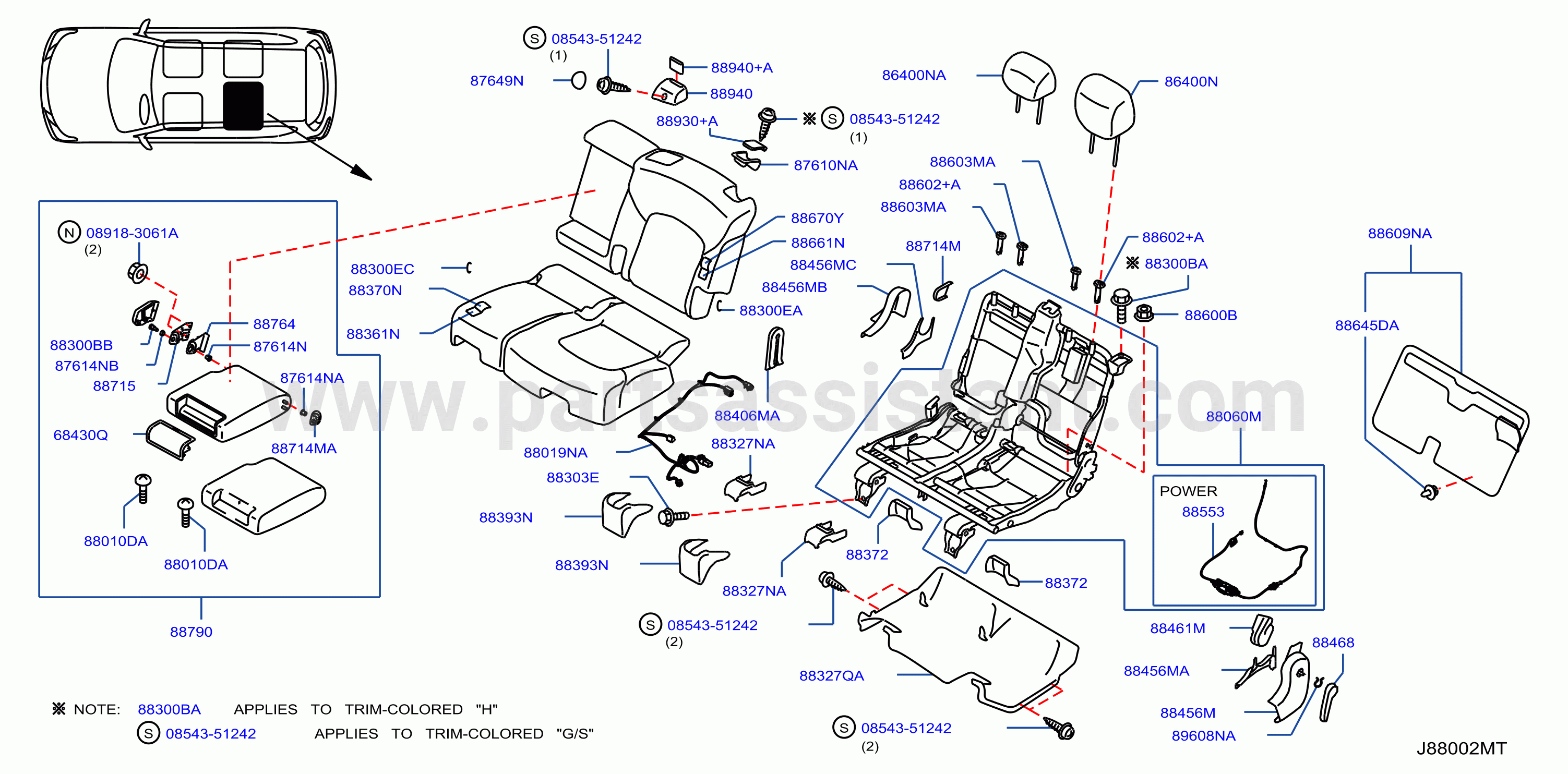 Rear Seat Bench Seat Left