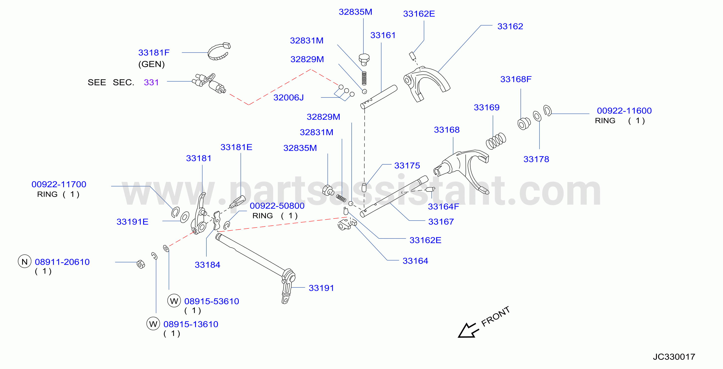 Transfer Shift Lever Fork Control