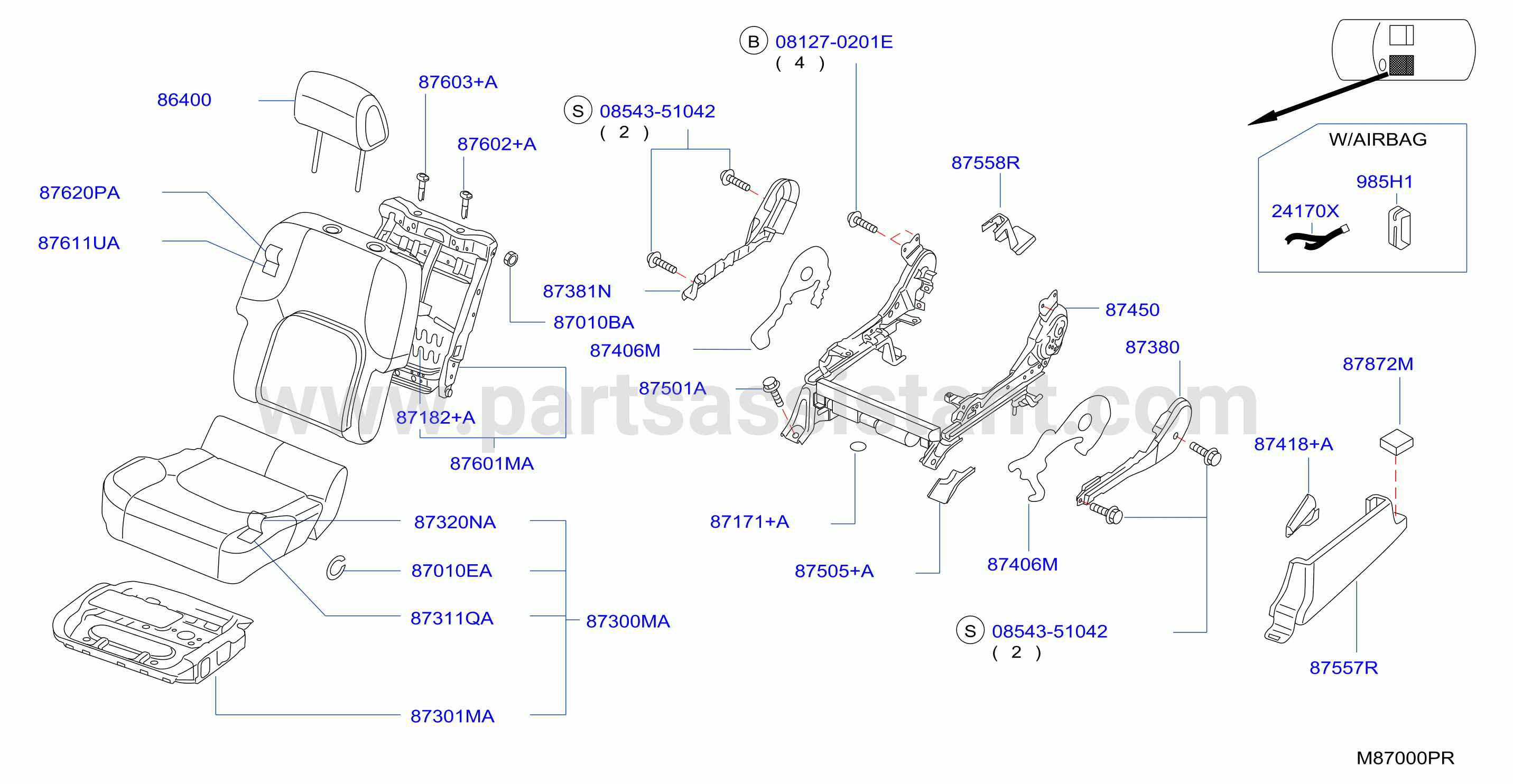 Front Seat Lh Seat W / Airbag 4 Way Manual
