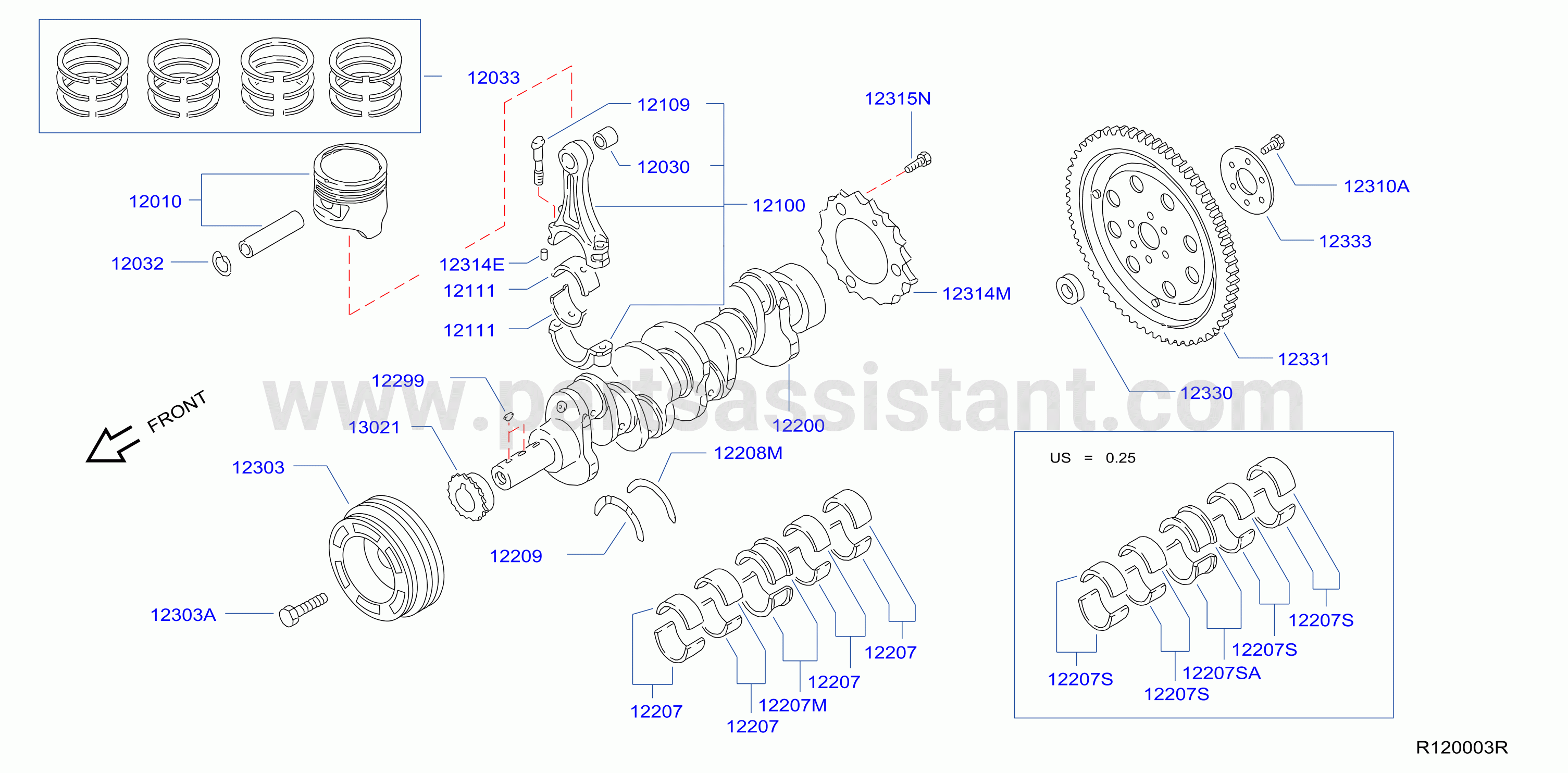 Piston Crankshaft Flywheel Illustration