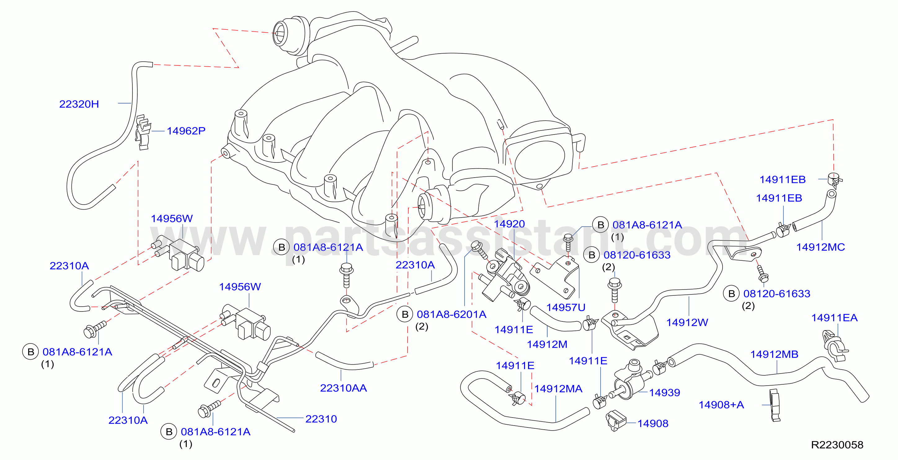 Engine Control Vacuum Piping Front