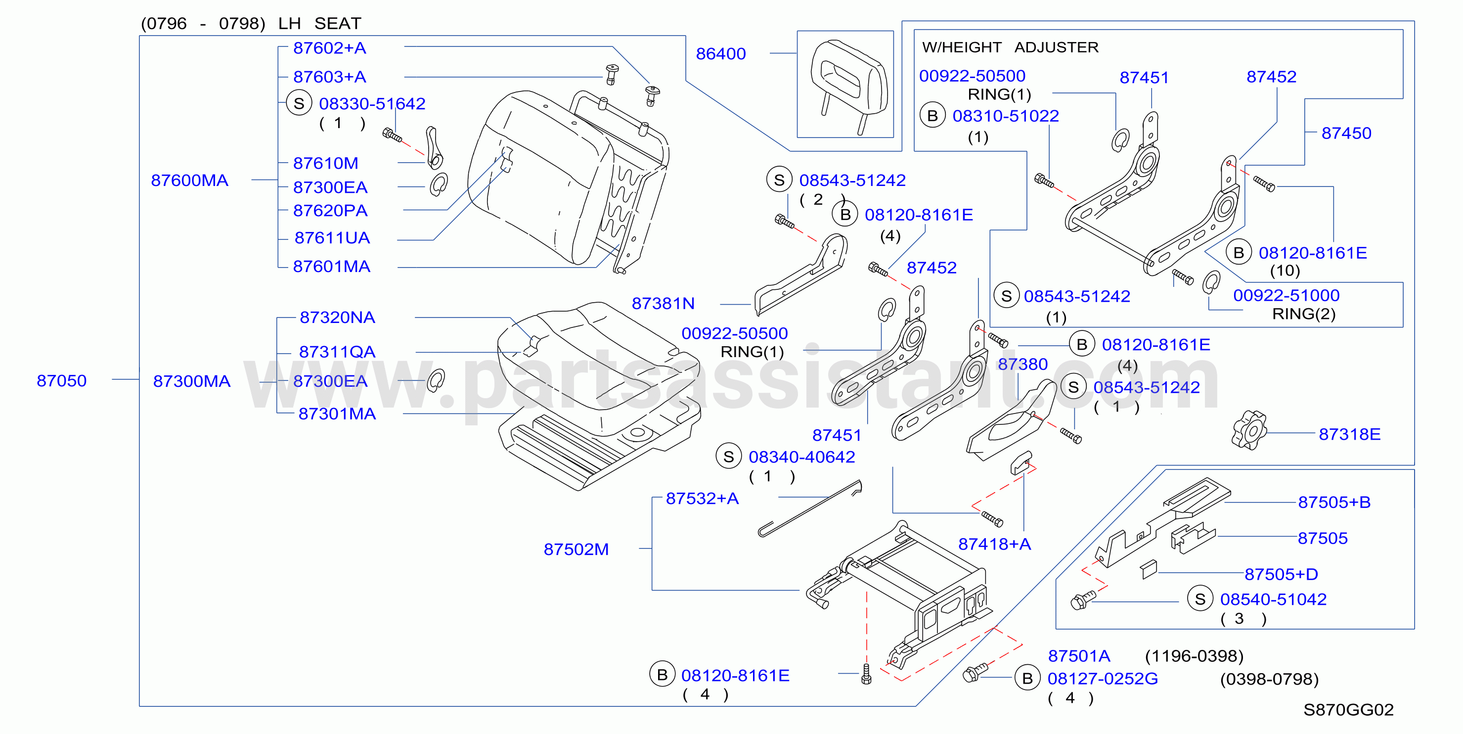 Front Seat 0796 0798 Lh Seat