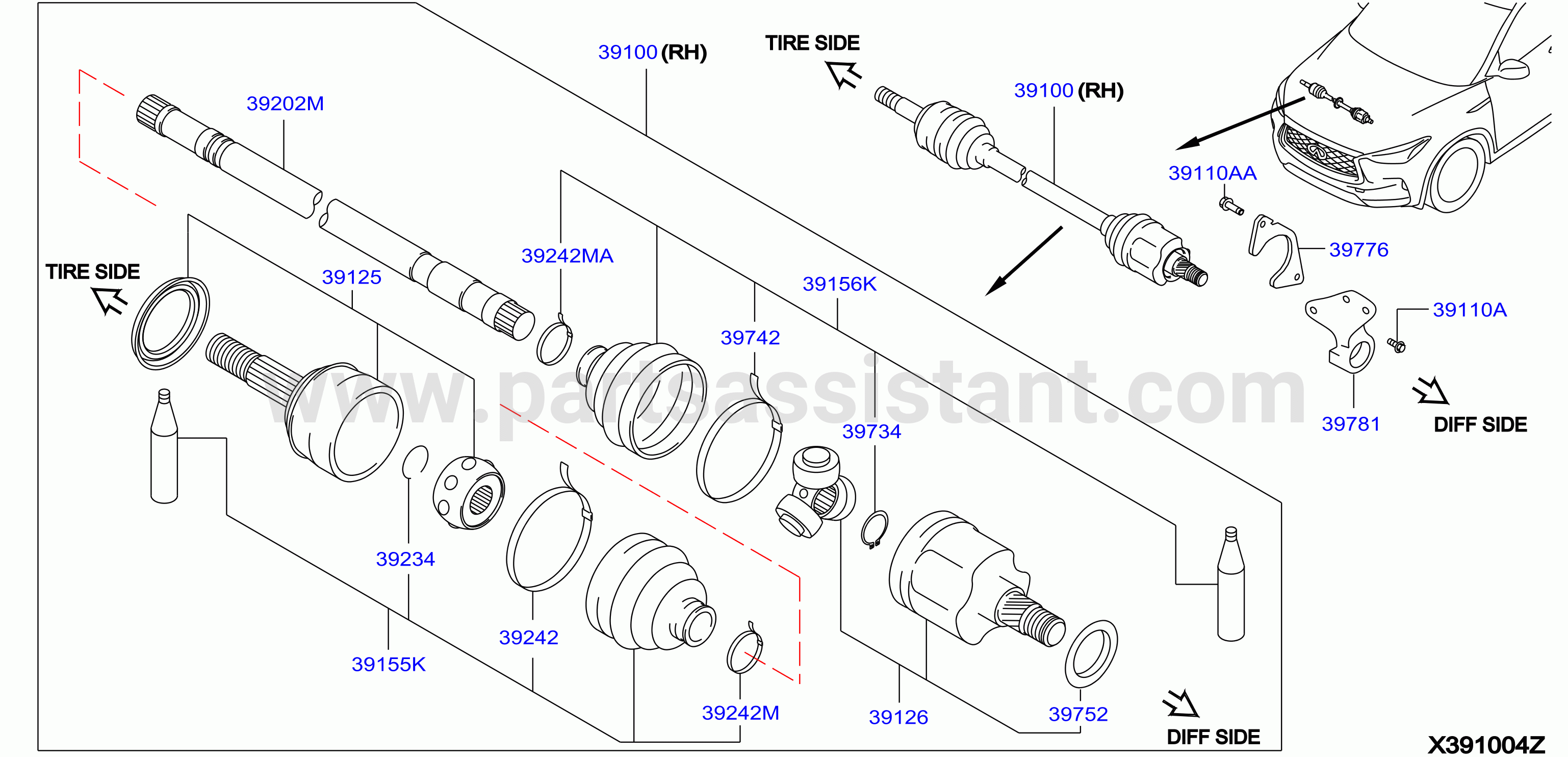 Front Drive Shaft Rh Side