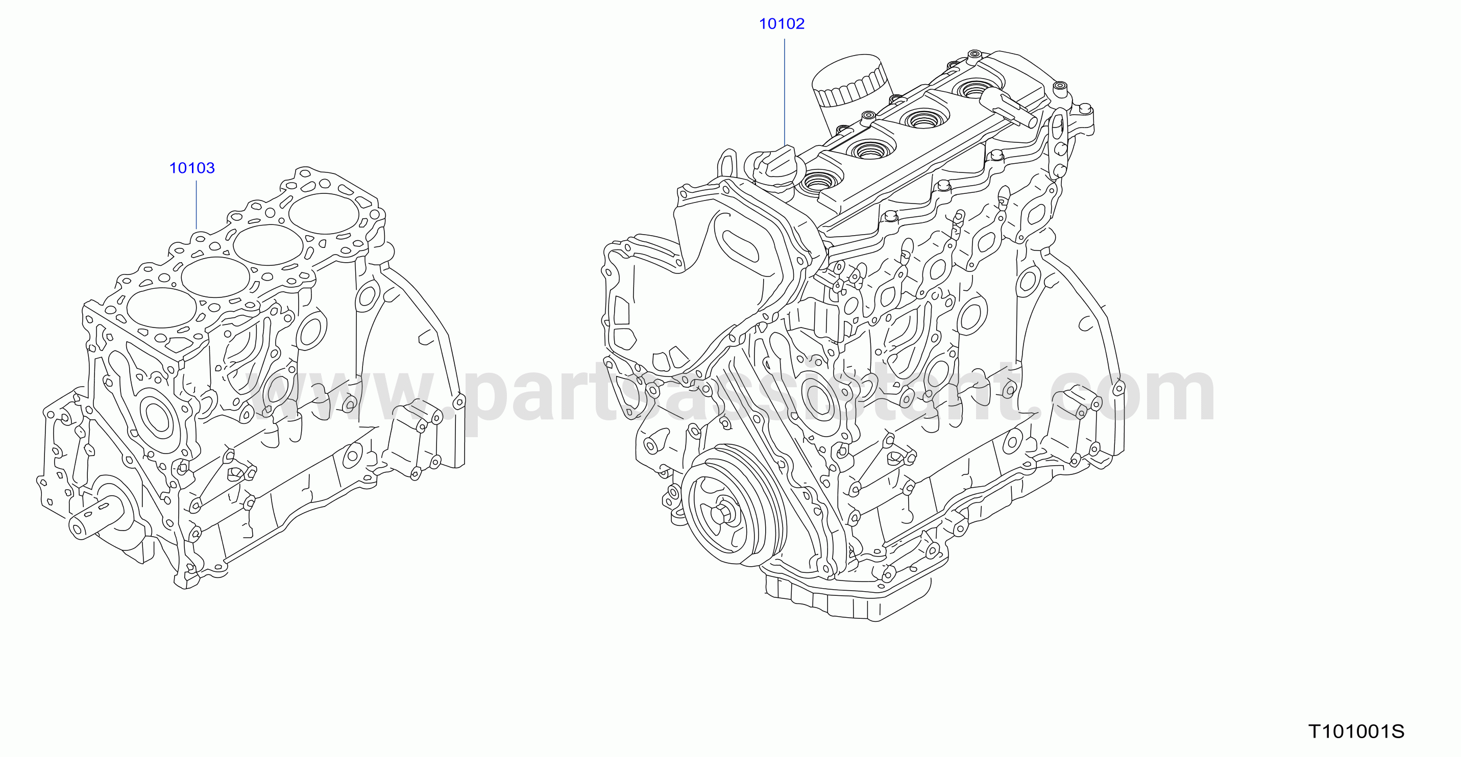 Bare Short Engine Assembly
