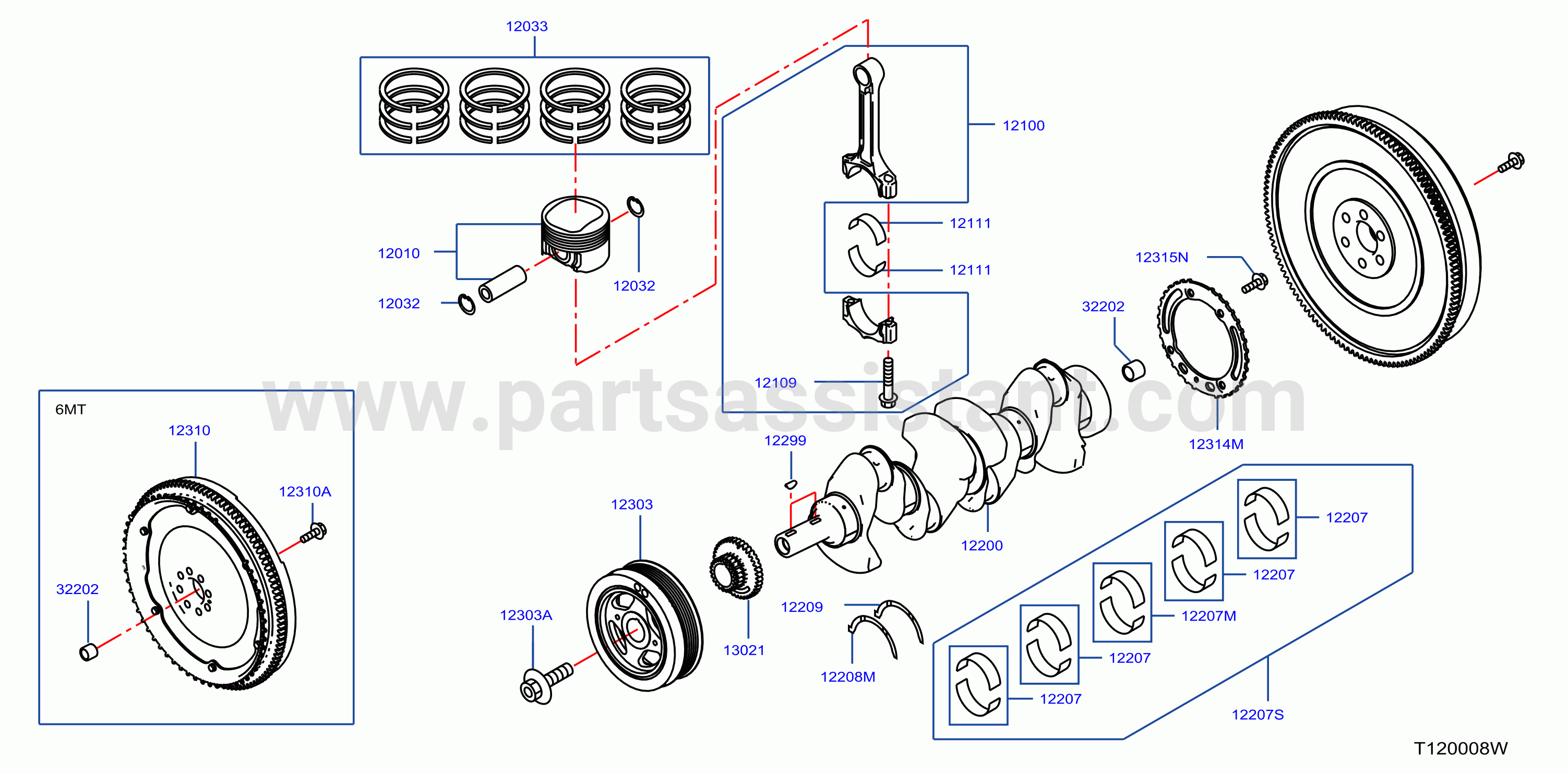 Piston Crankshaft Flywheel Illustration