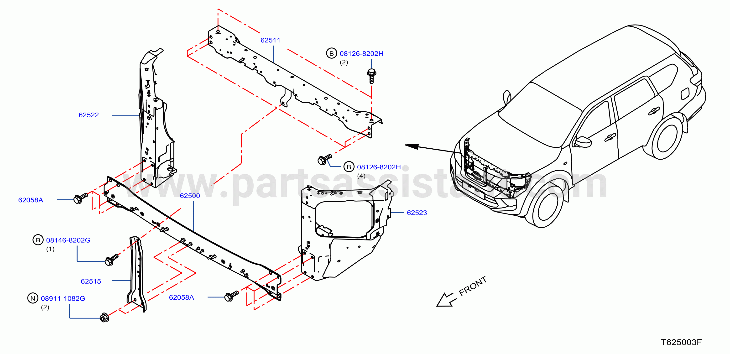 Front Apron Radiator Core Support