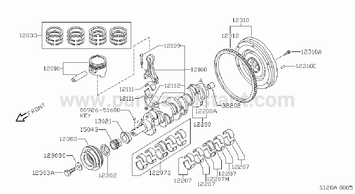 Piston Crankshaft Flywheel Illustration