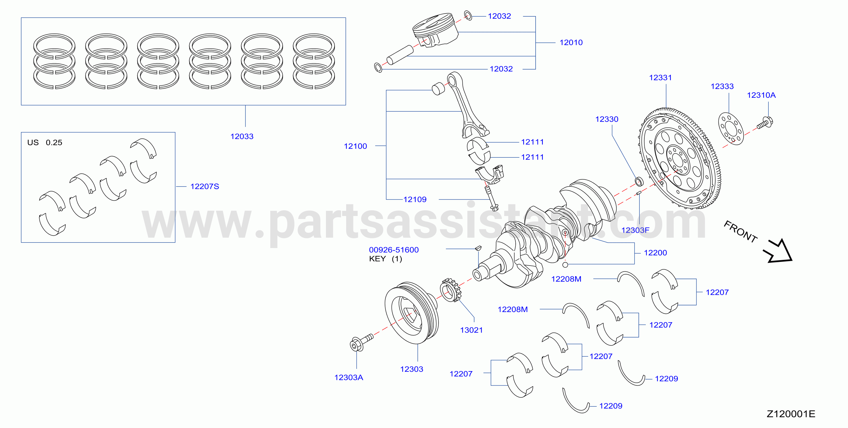 Piston Crankshaft Flywheel Illustration