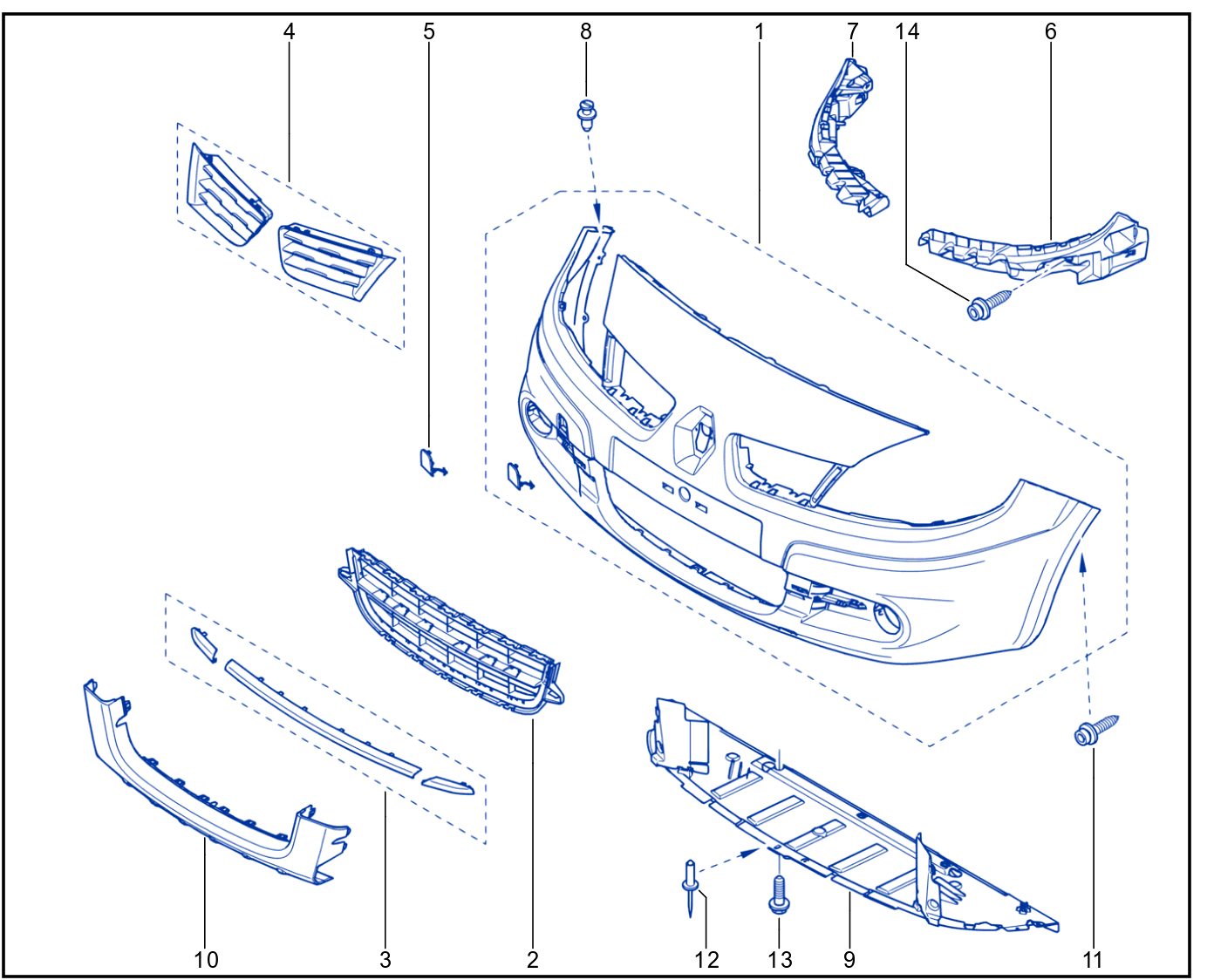 Front Bumper - Radiator Grille - 01015351