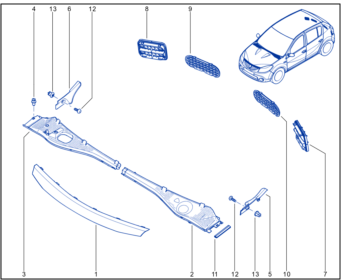 Front Bumper - Radiator Grille - 01036048
