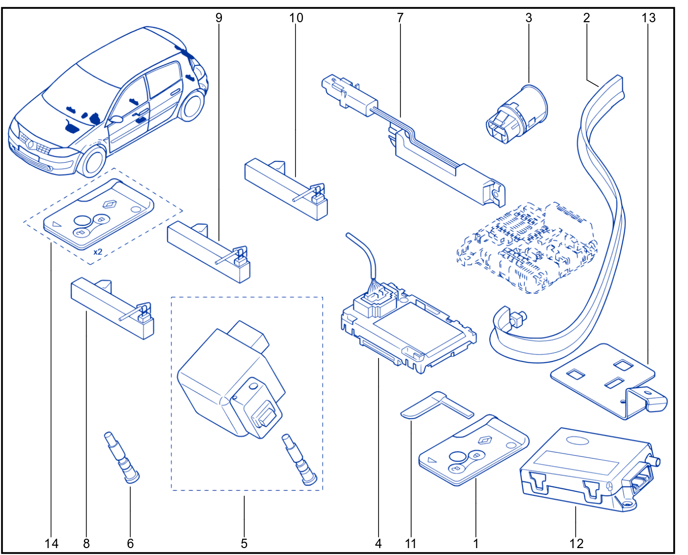 Engine Immobiliser System - Keys - Cards - 01039961