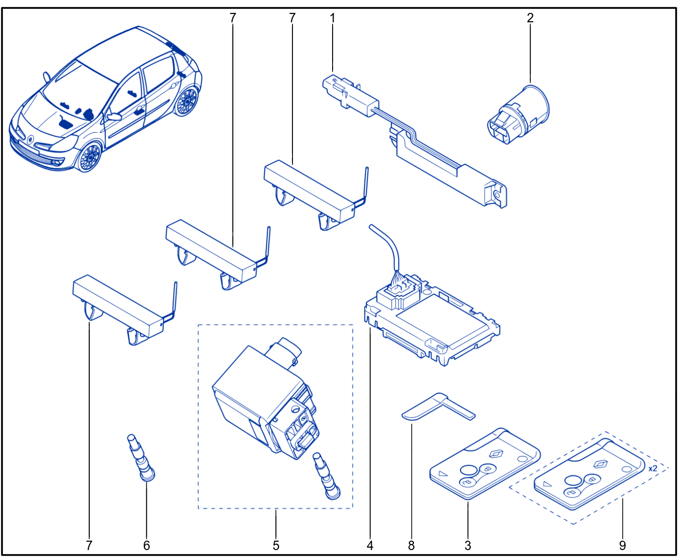 Engine Immobiliser System - Keys - Cards - 01039968