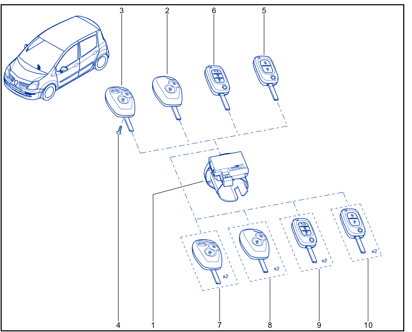 Engine Immobiliser System - Keys - Cards - 01040002