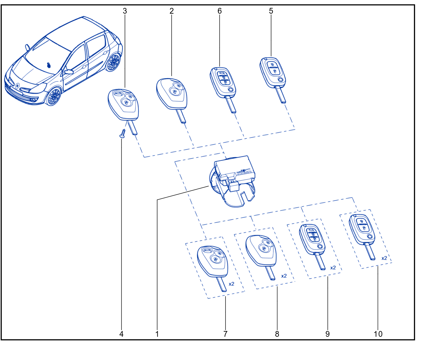 Engine Immobiliser System - Keys - Cards - 01040003