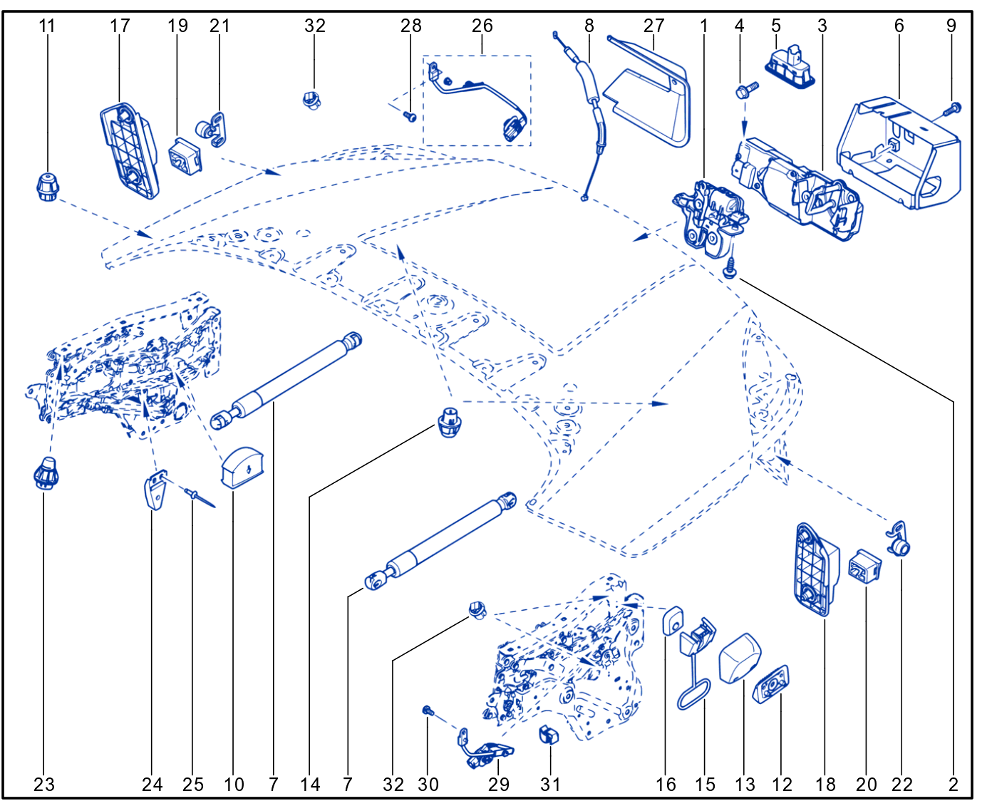 Rear Opening Element Control And Mechanism - 01040800
