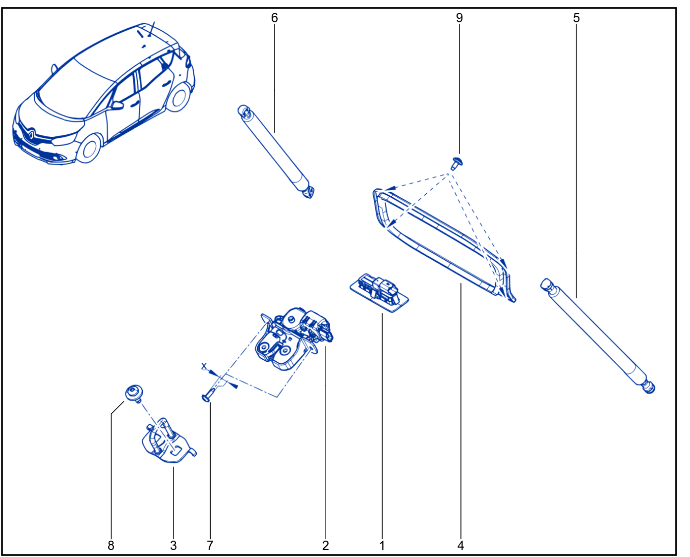 Rear Opening Element Control And Mechanism - 01071265